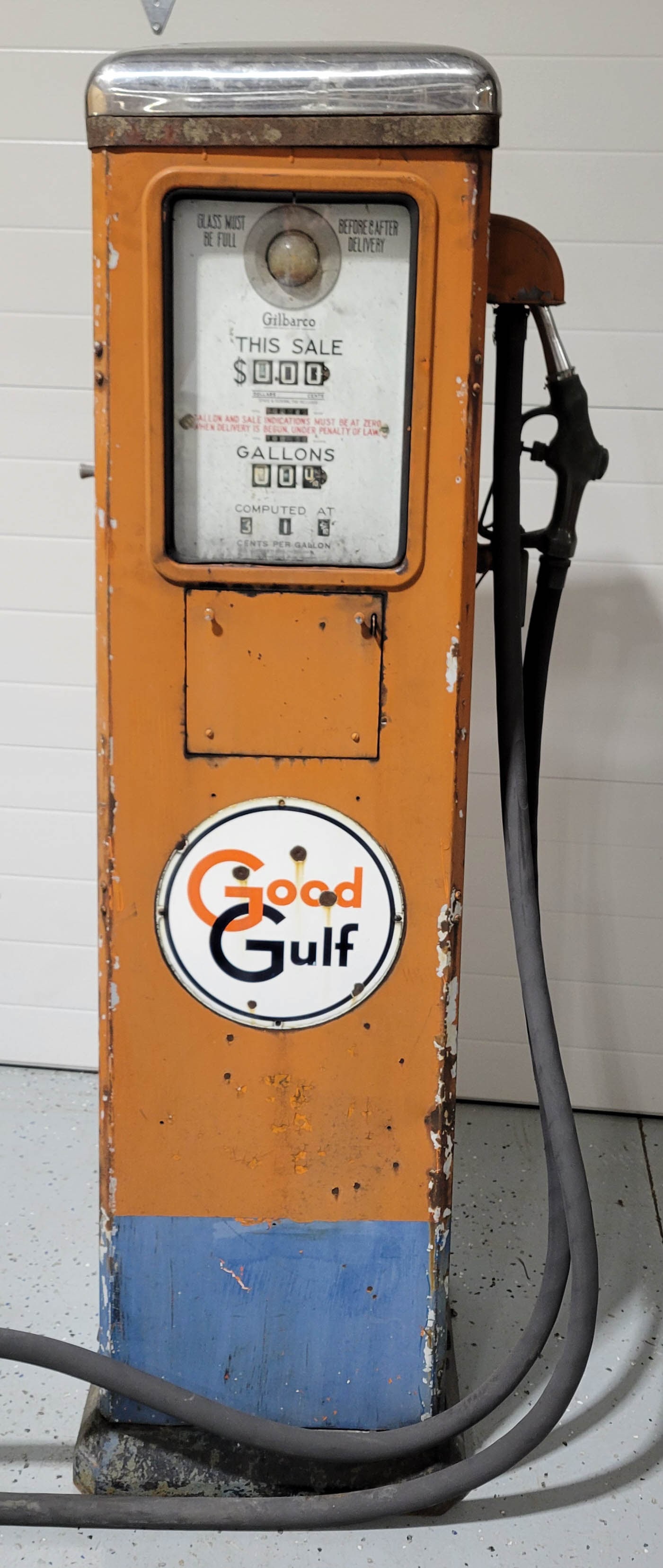 Gulf Gilbarco Unrestored Computing Chrome Top Gas Pump - 2