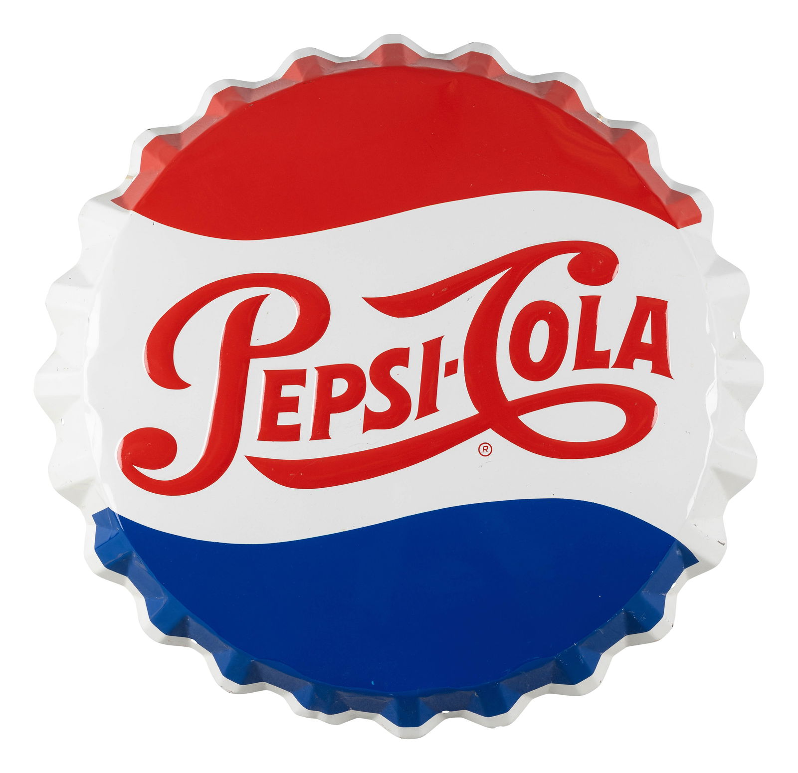 Pepsi Cola 27.5" Emb. SST Bottlecap Sign (1 of 2)