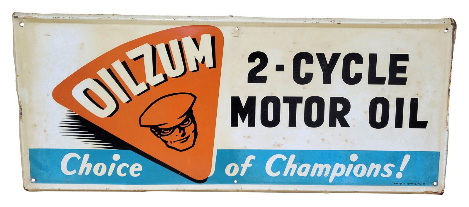 1959 Oilzum 2-Cycle Motor Oil 3' SST Sign w/ Oswald (1 of 2)