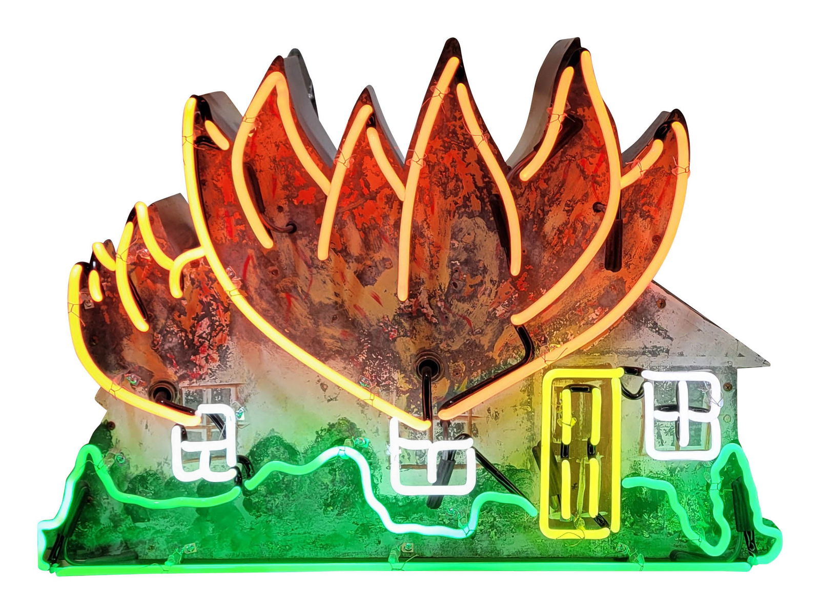 Custom House Fire w/ Flames 37" SST Die Cut Neon Sign (1 of 2)