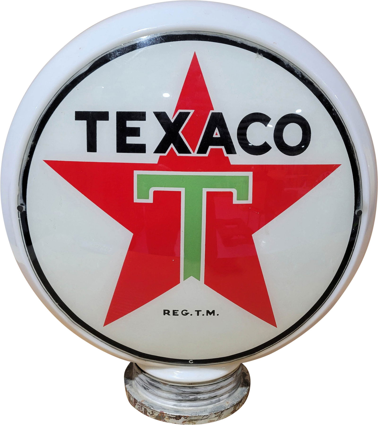 Texaco Gasoline 13.5" Complete Hull Milk Glass Body Globe (1 of 3)
