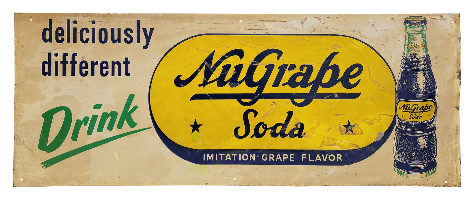 Deliciously Different Drink NuGrape Soda Single Sided Tin Sign (1 of 2)