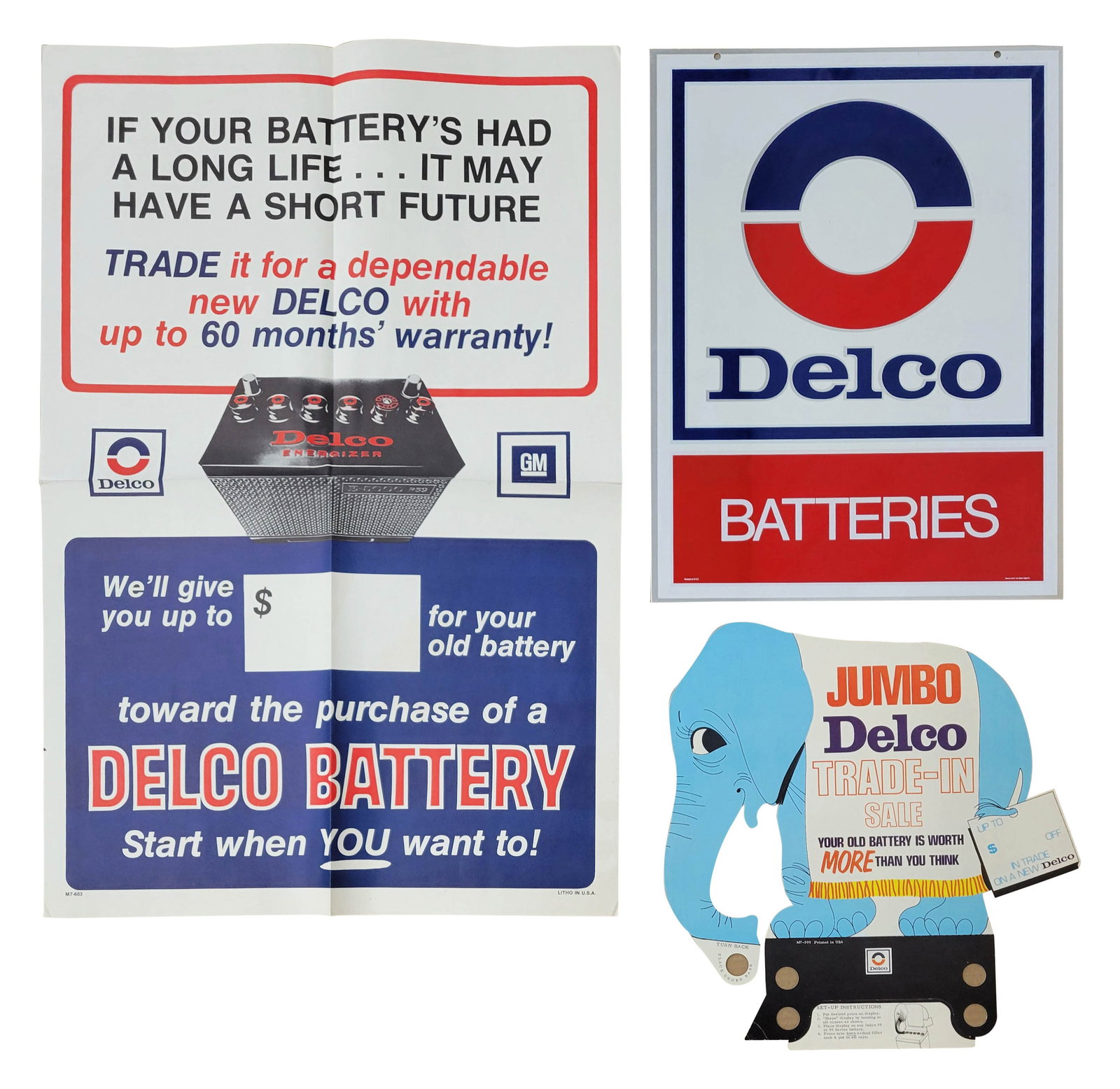 Delco Batteries Double Sided Tin Sign and Advertising (1 of 2)