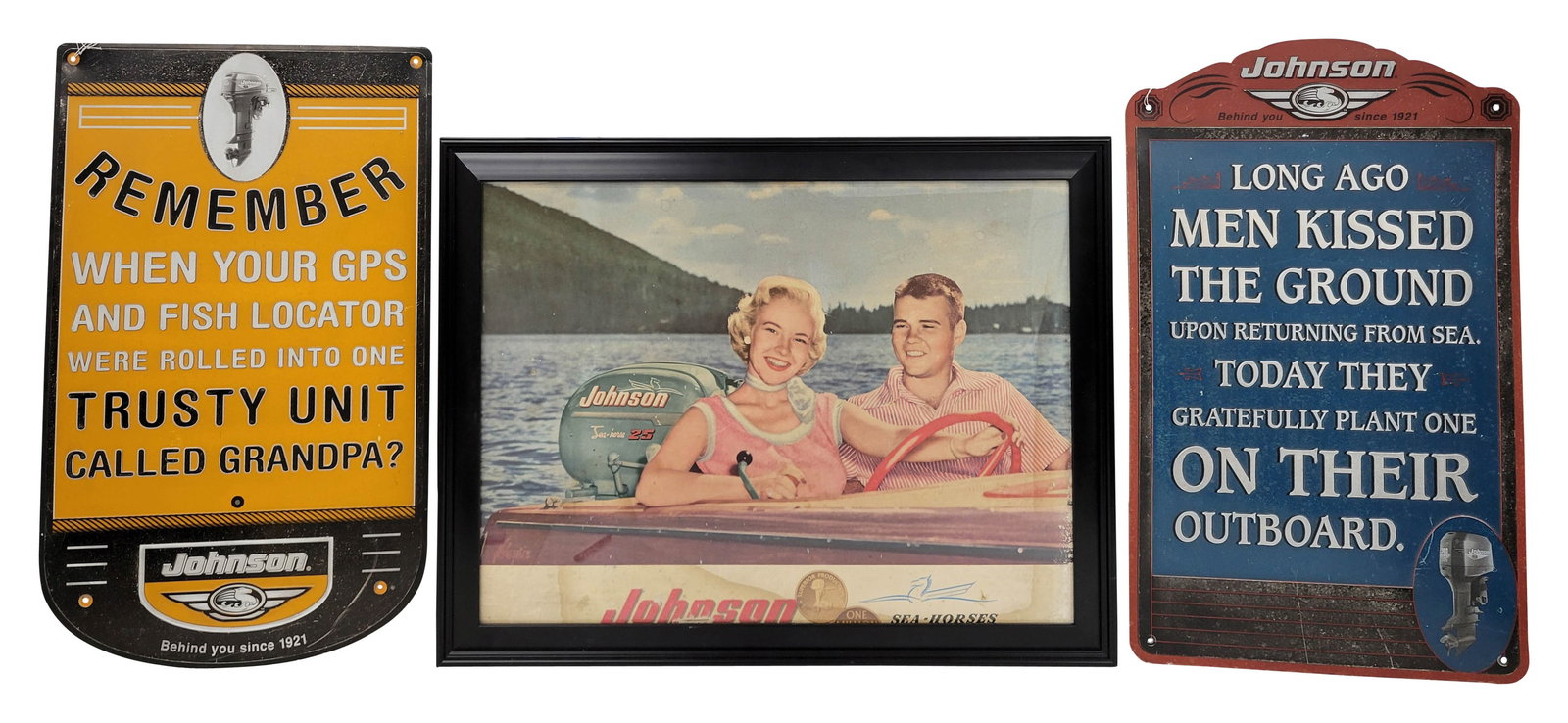 Lot of Johnson Outboard Motor Advertising Signs (1 of 4)