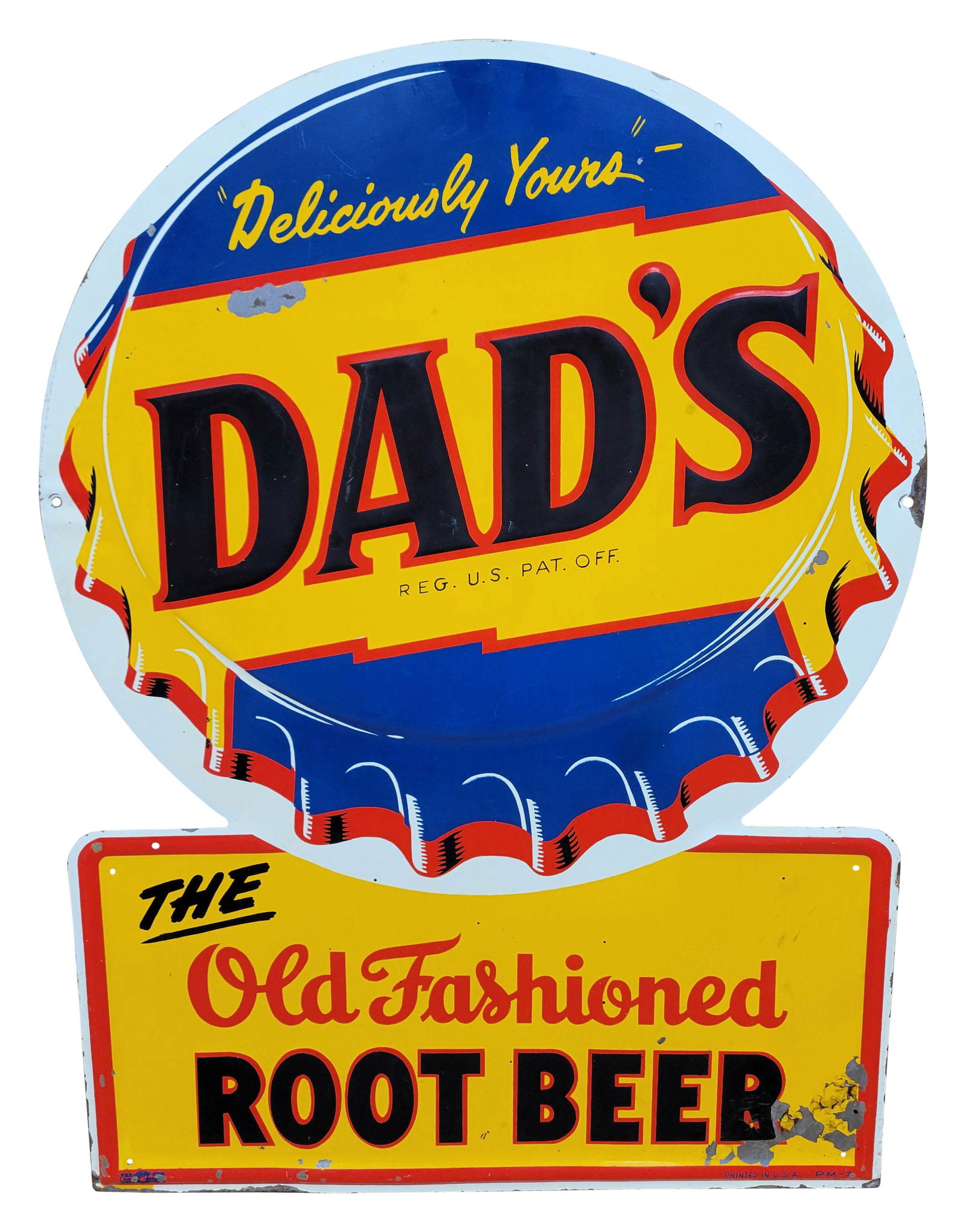 Dad's Old Fashioned Root Beer Embossed Die Cut Single Sided Tin Sign (1 of 2)