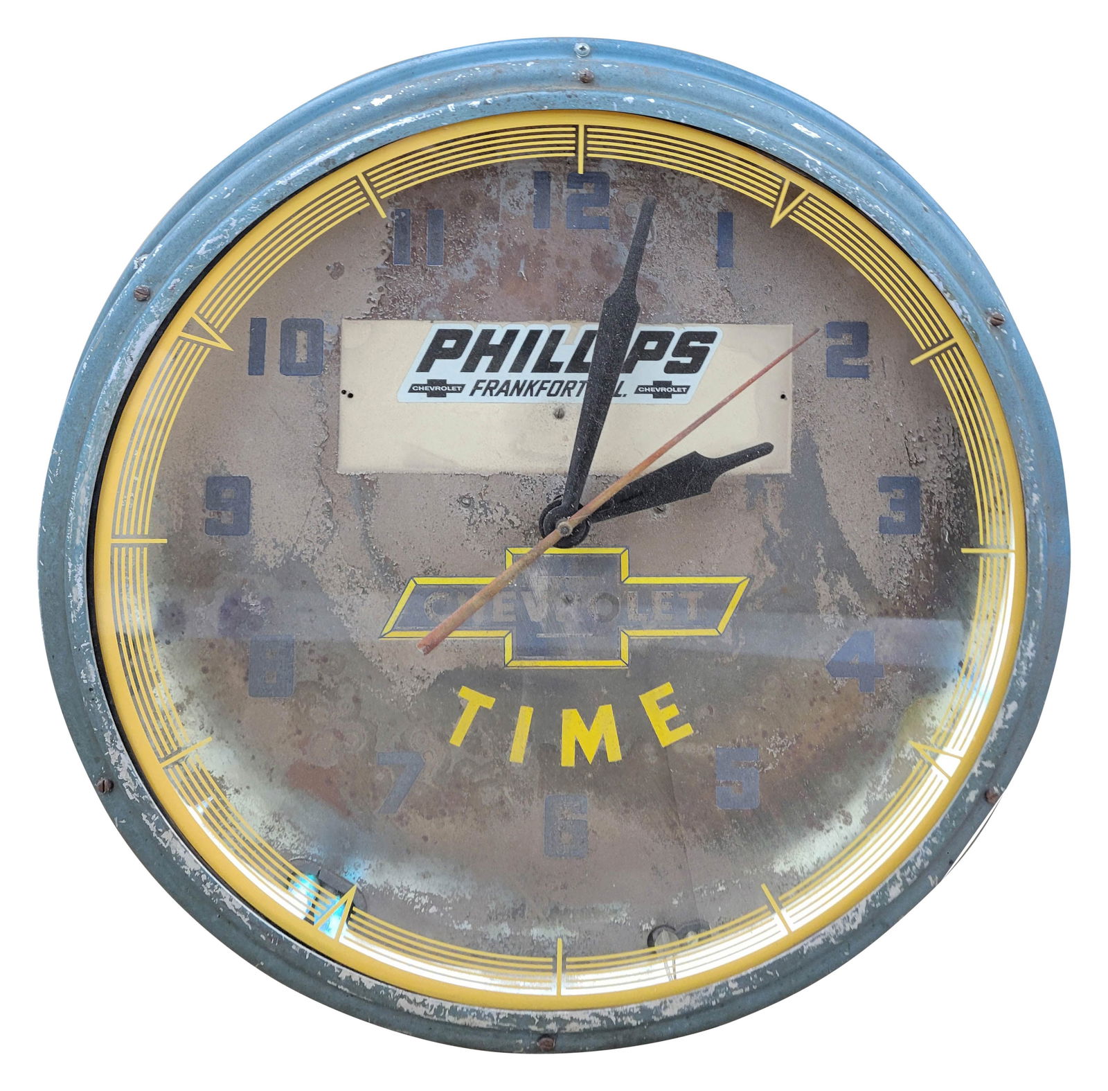 Chevrolet Time Neon Clock Phillips Chevrolet (1 of 3)