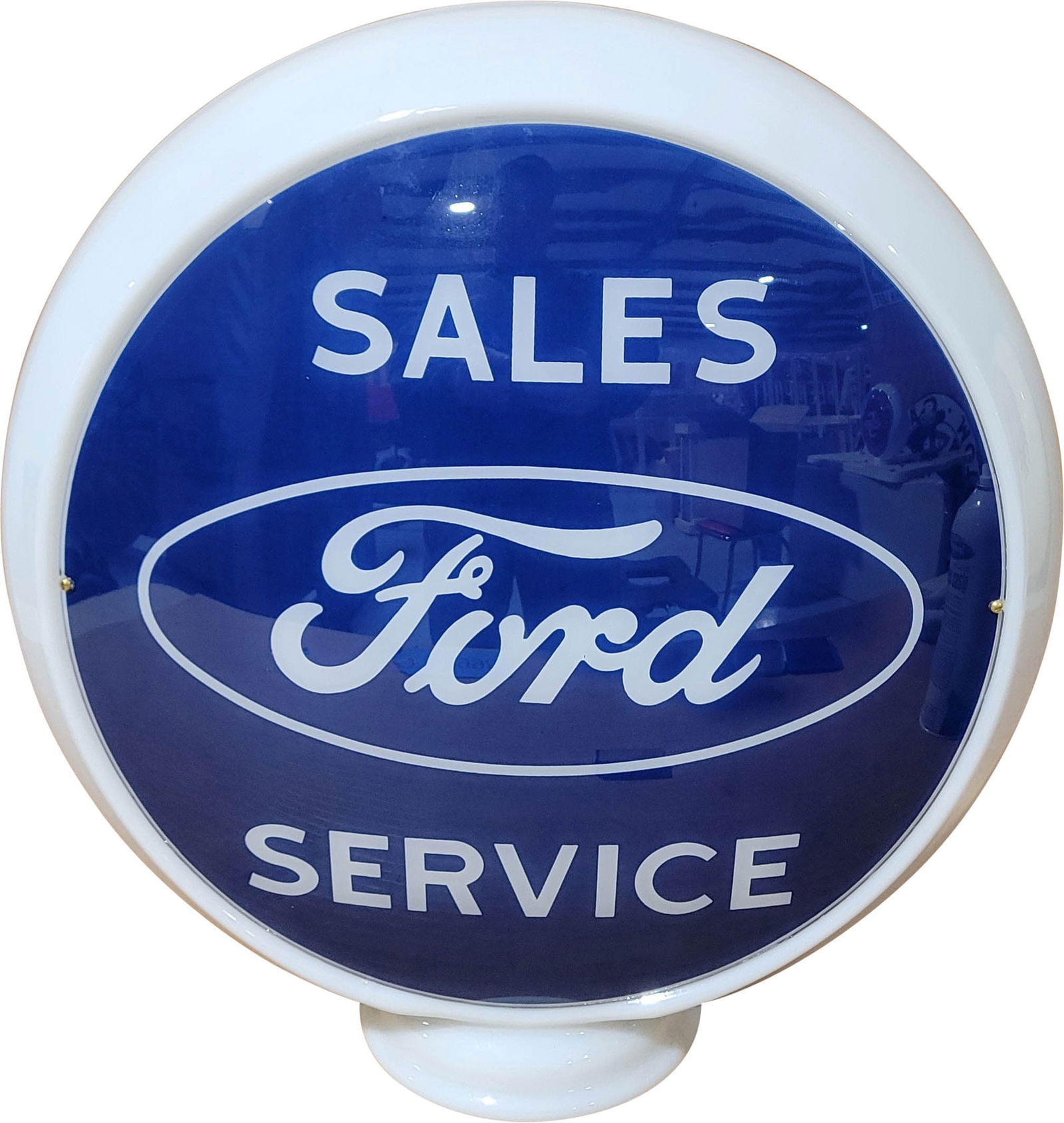 Ford Sales Service 13.5" Single Lens w/ Milk Glass Gas Pump Globe Body (1 of 3)