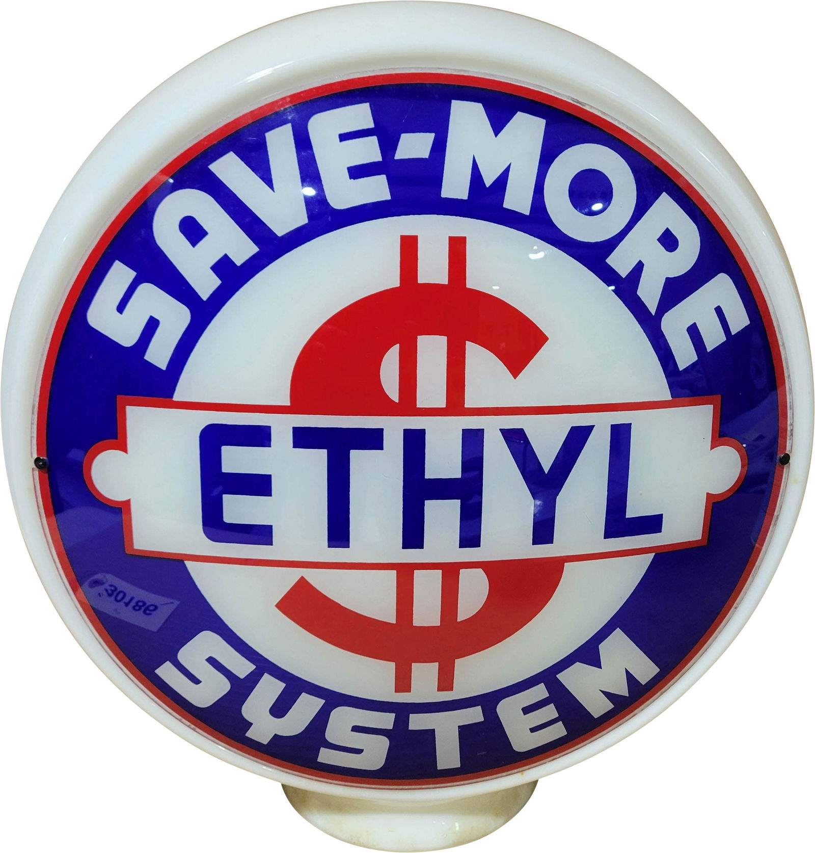 Save More Ethyl Gasoline Complete 13.5" Milk Glass Globe (1 of 3)