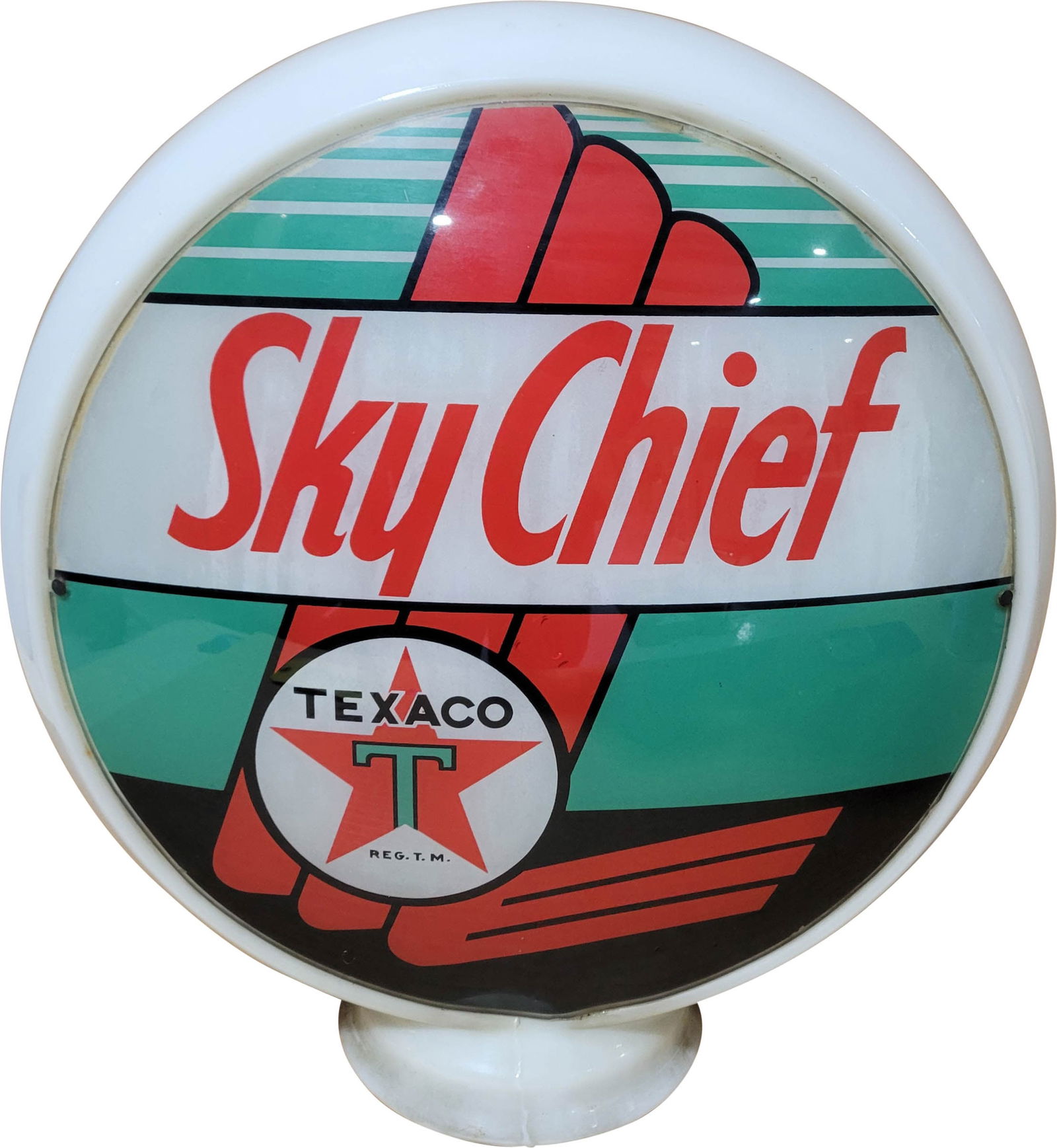 Texaco Sky Chief Gasoline 13.5" Complete Milk Glass Globe (1 of 2)