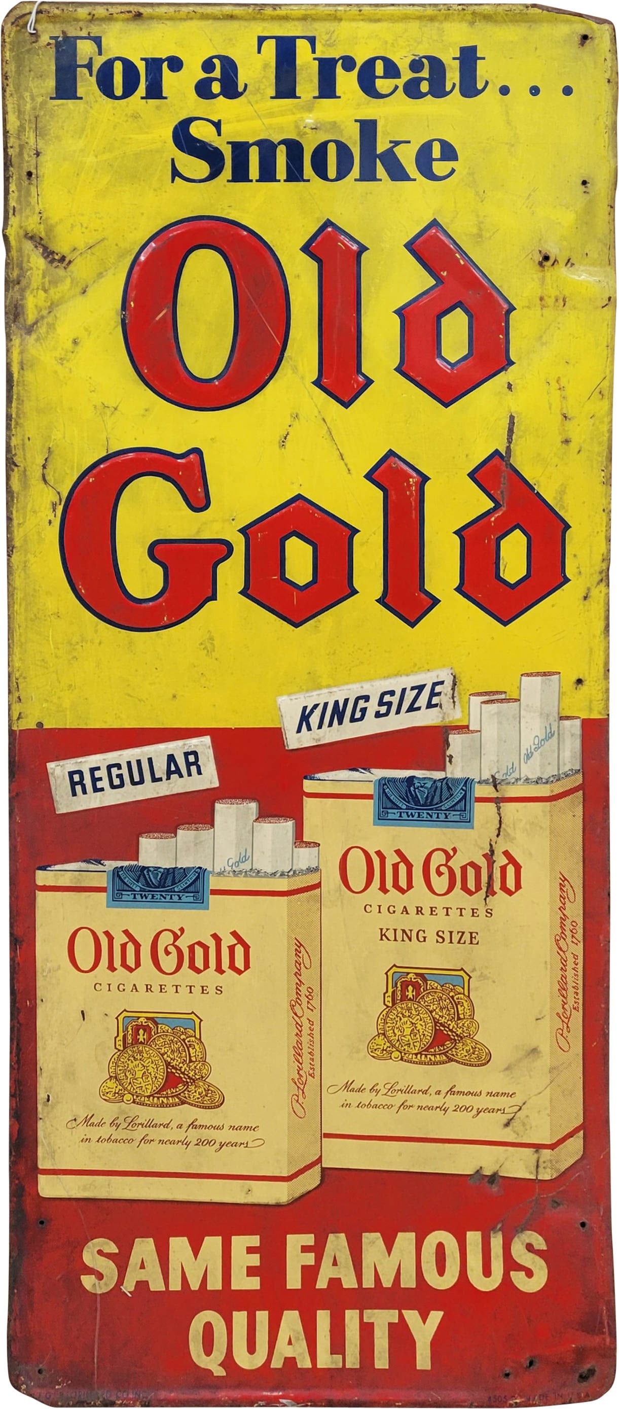 Old Gold Cigarettes Embossed Single Sided Tin Signs (1 of 2)