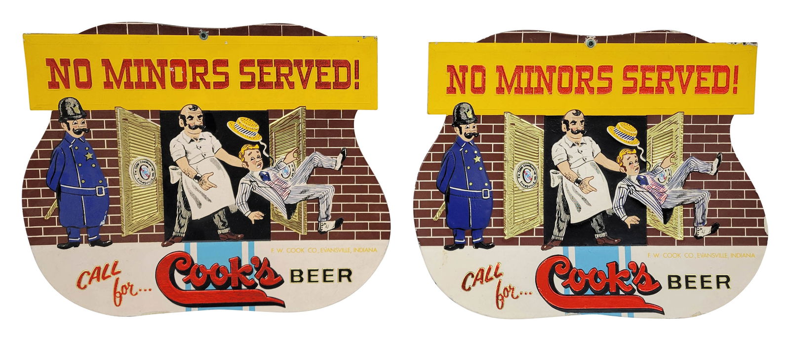 Cook's Beer No Minors Served Die Cut Signs (1 of 2)