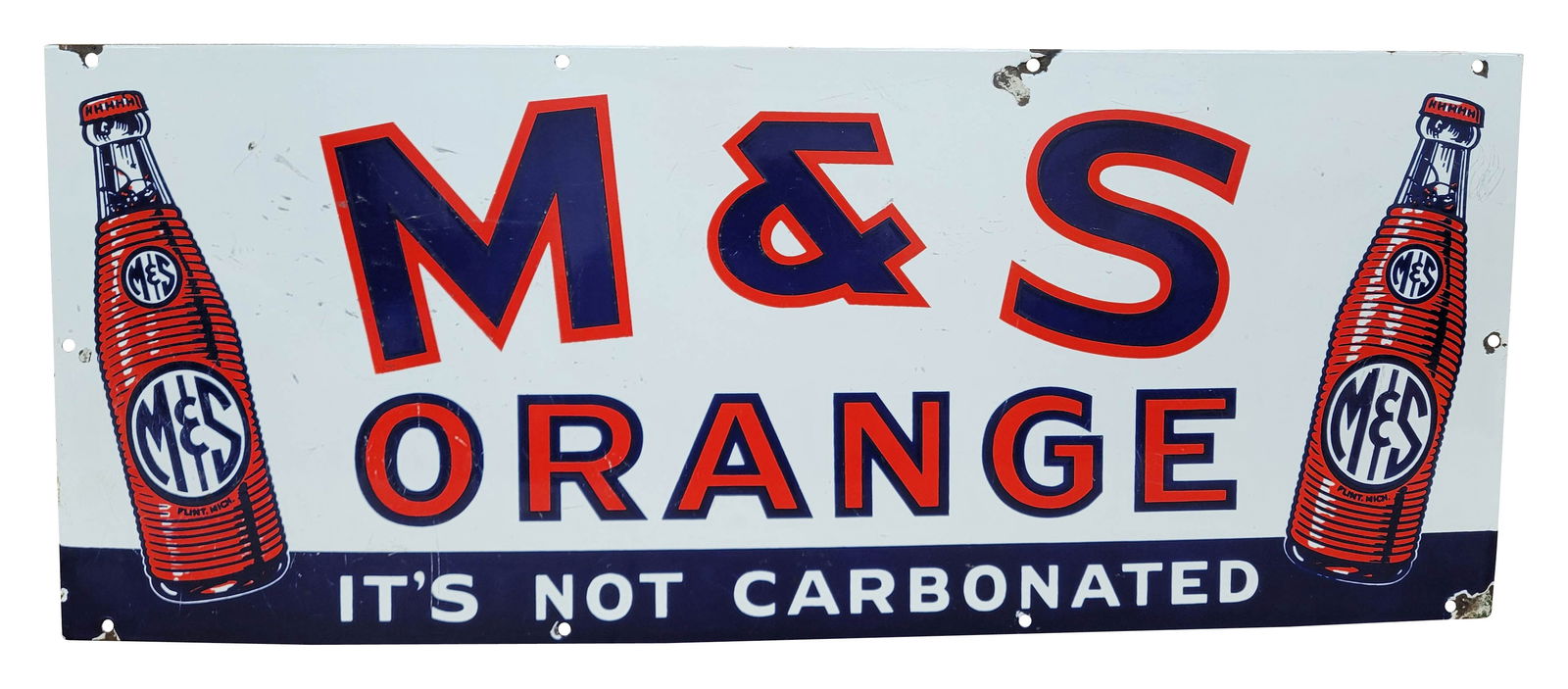M and S Orange It's Not Carbonated Single Sided Porcelain Sign (1 of 3)