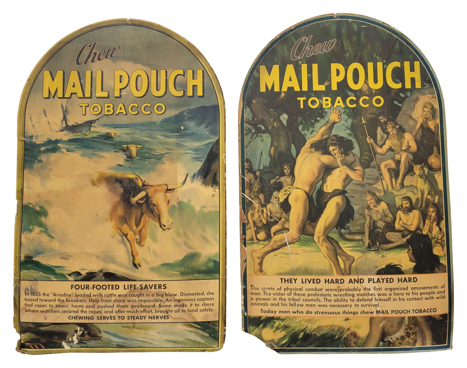 Lot of 2 Chew Mail Pouch Cardboard Lithograph Signs (1 of 2)