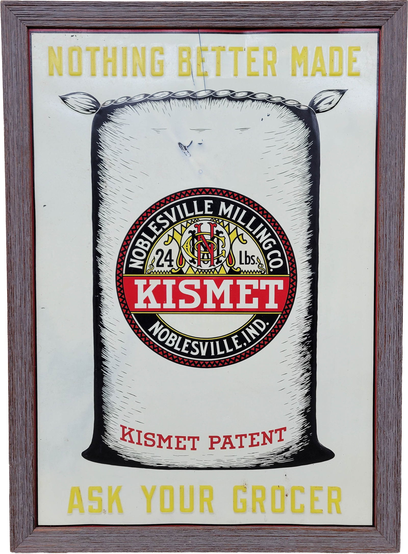 Noblesville Milling Co. Kismet Single Sided Tin Embossed Sign In Frame (1 of 2)