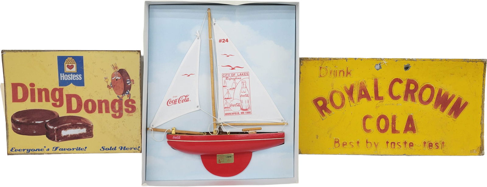 Drink Royal Crown, Hostess Ding Dongs Signs With Coca Cola Sailboat (1 of 3)