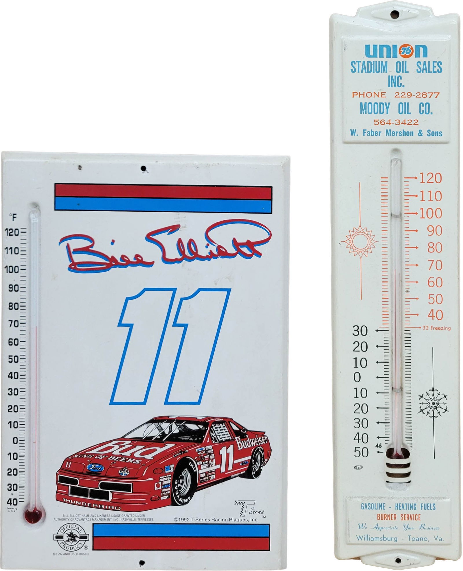 Union 76 and 1992 Budweiser Bill Elliott Thermometer (1 of 1)
