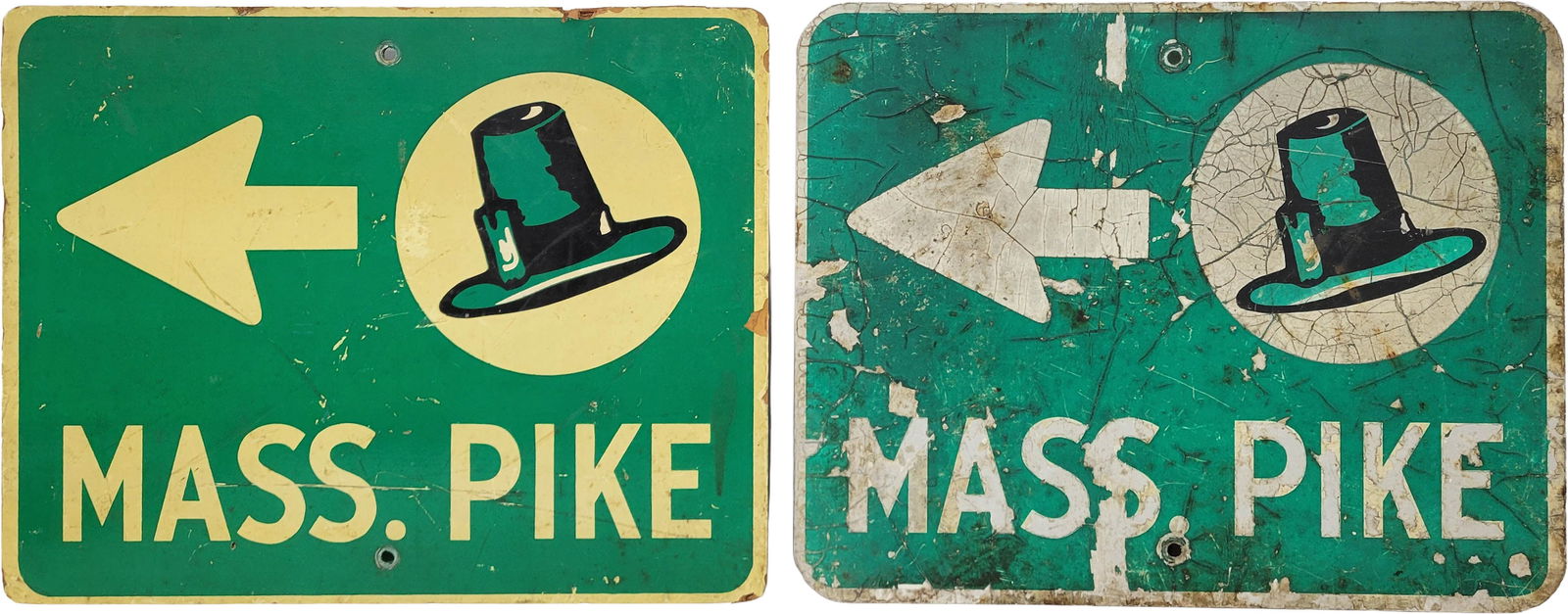 Pair of Mass. Pike Road Signs (1 of 2)