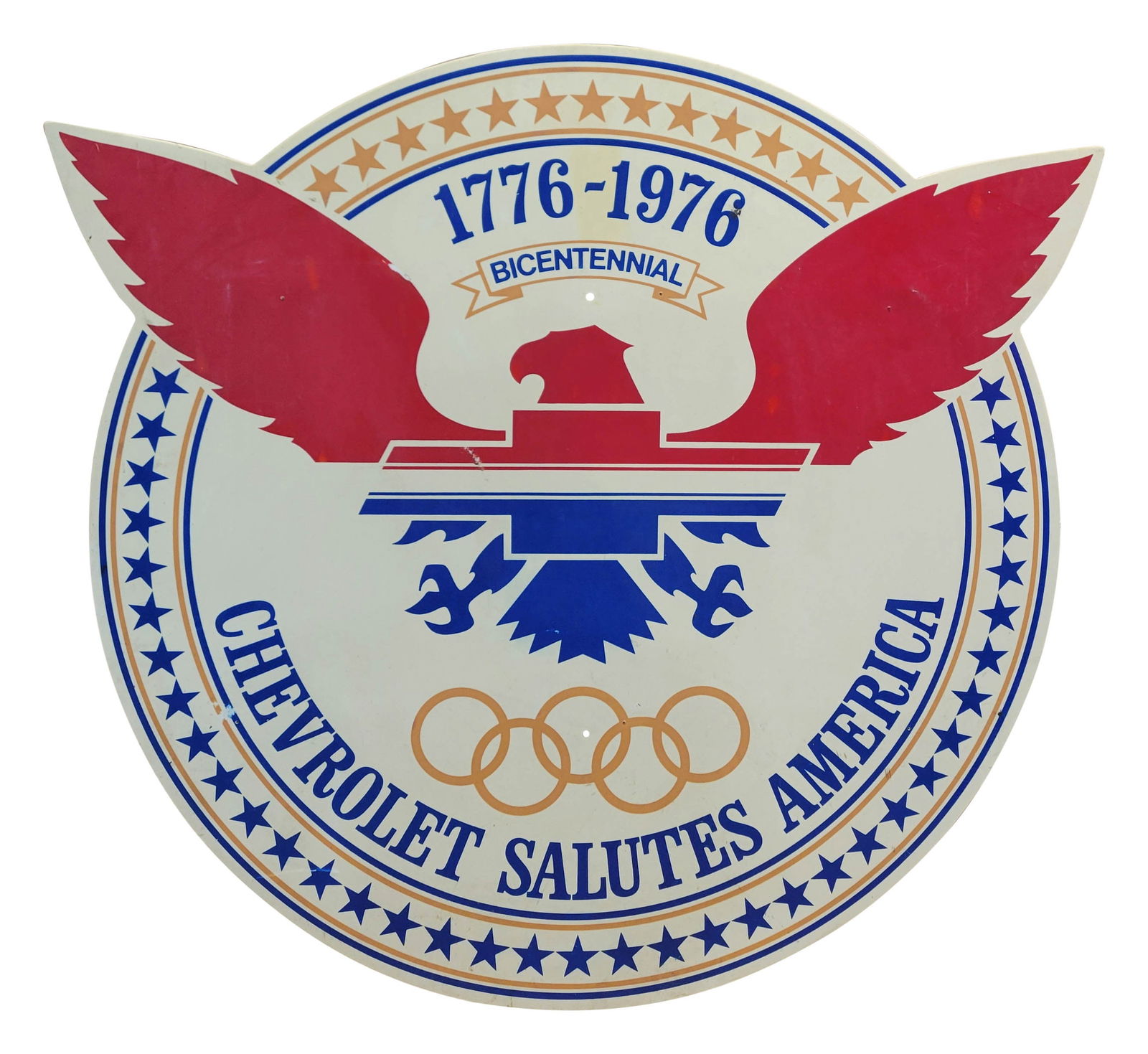 Chevrolet Salutes America SS Die Cut Plastic Bicentennial Sign w/ Eagle & Logo (1 of 2)