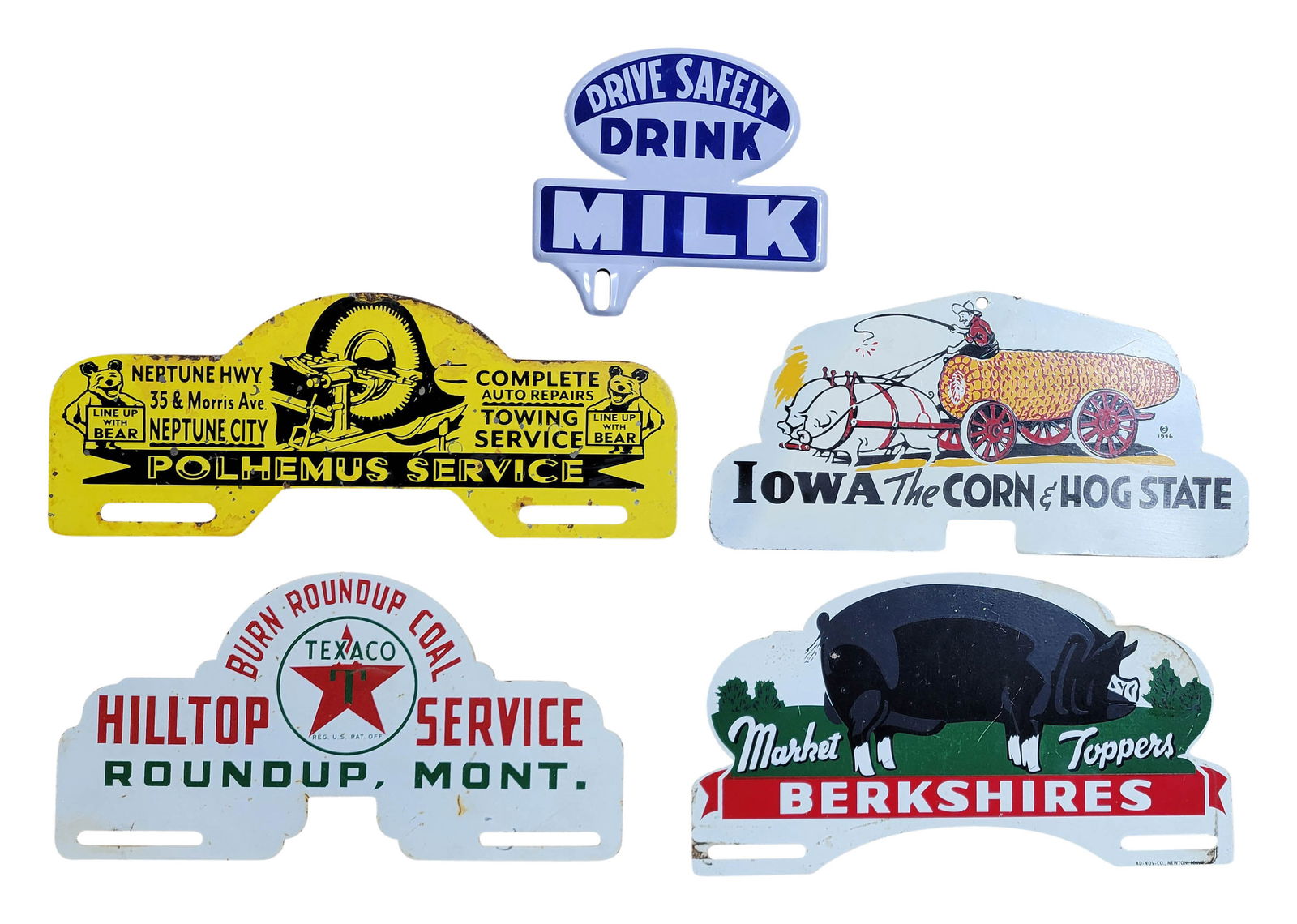 Lot of 5 Single Sided Tin Tag Toppers (1 of 2)