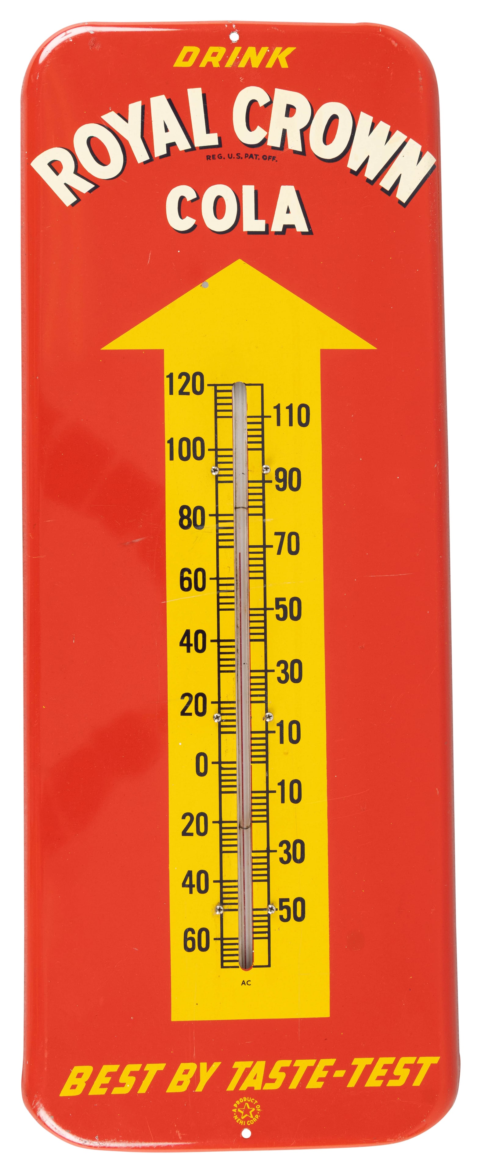1946 Drink Royal Crown Cola "Best by Taste Test" RC SST Thermometer w/ Arrow (1 of 2)