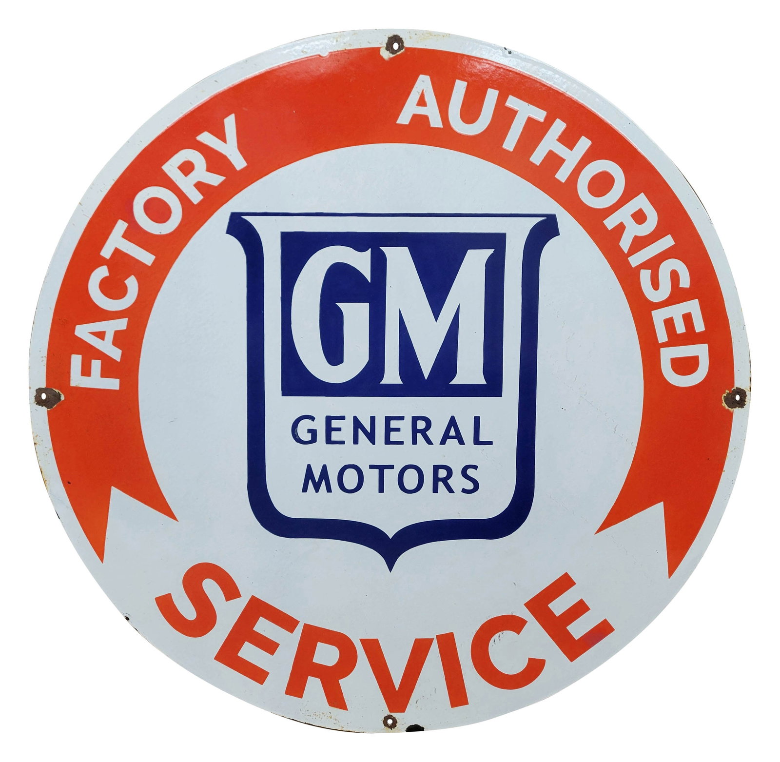 General Motors Factory Authorized Service Single Sided Porcelain Sign (1 of 2)