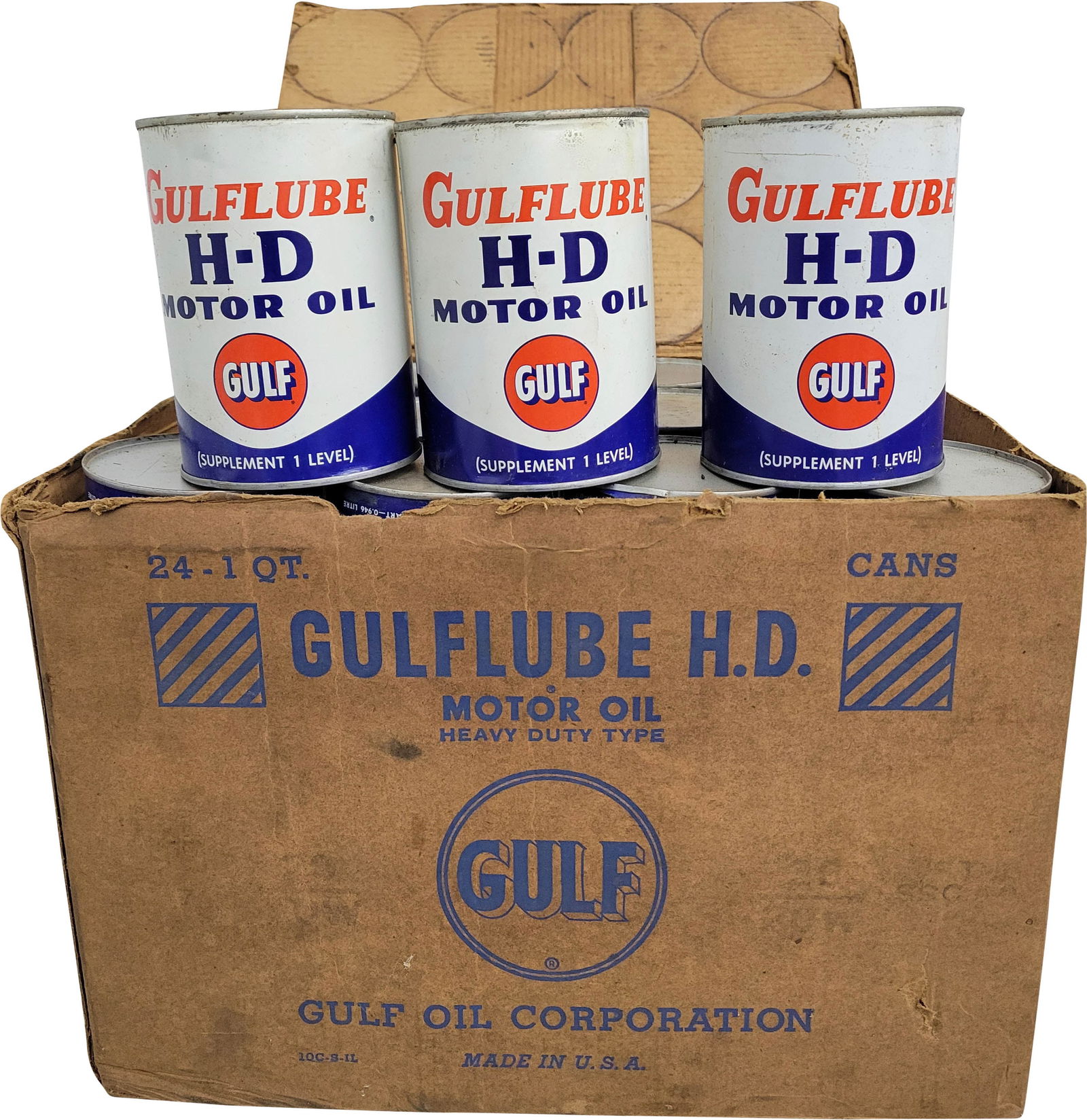 Gulflube H.D. and Gulf Supreme Motor Oil Cans (1 of 4)