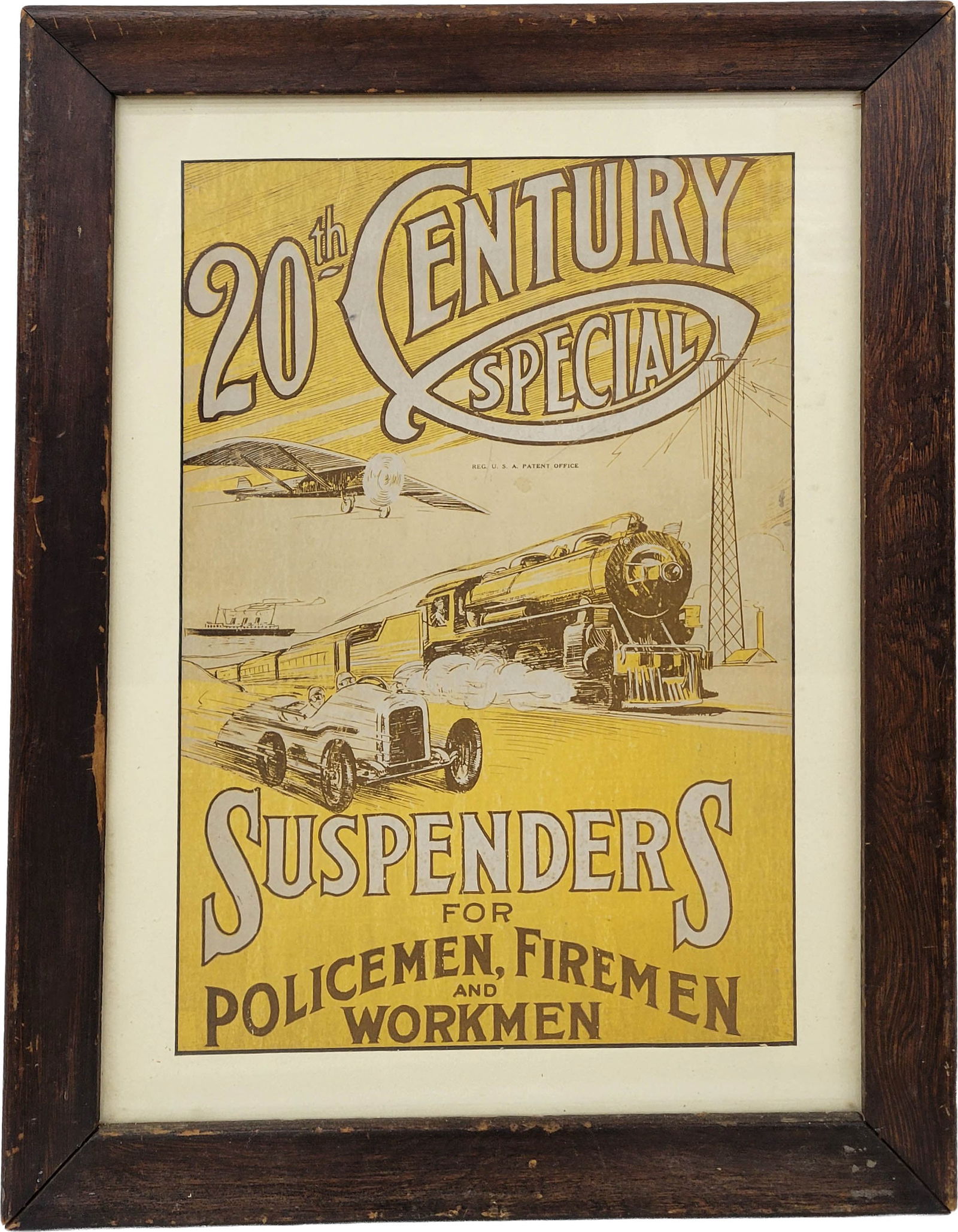 20th Century Special Suspenders Framed Cardboard Advertising Display Sign (1 of 2)