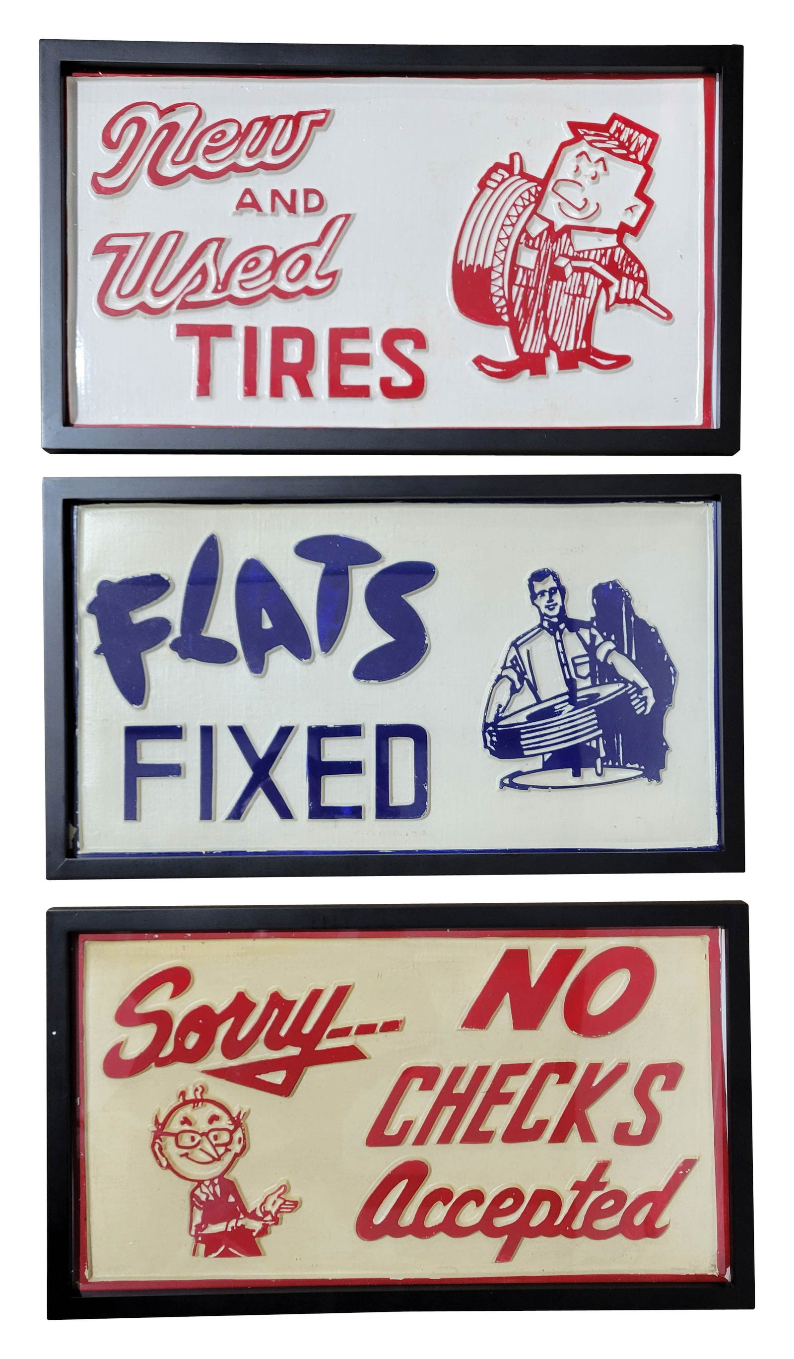 Flats Fixed and New And Used Tires Vacuform Service Station Signs (1 of 2)