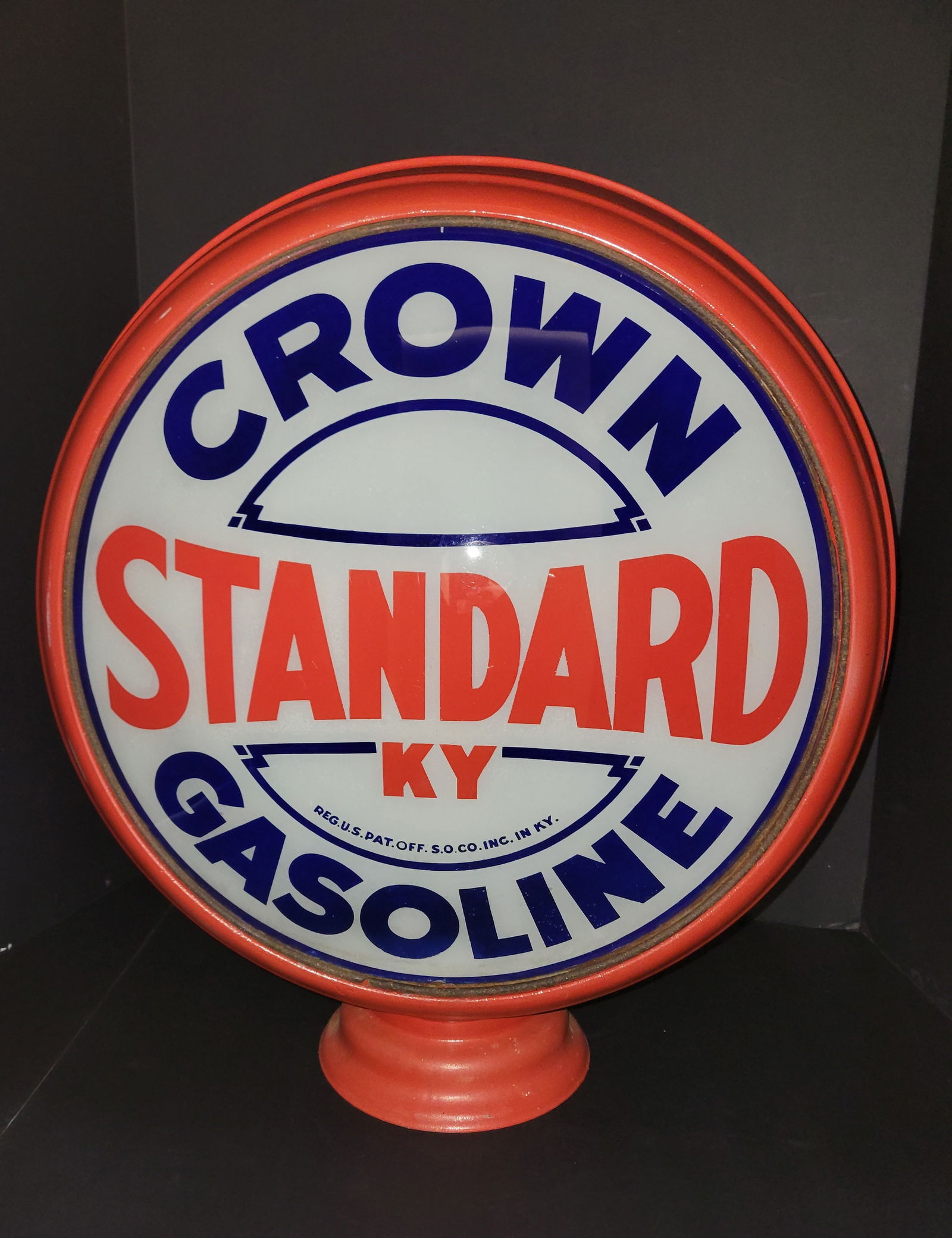 Standard Crown Gasoline of Kentucky Single 16.5" Lens w/ HP Metal Gas Pump Globe Body (1 of 2)