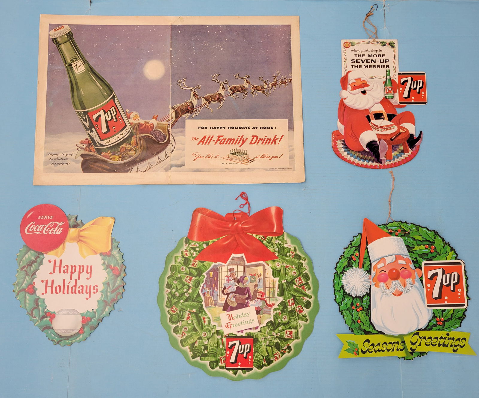7Up and Coca Cola Christmas Holiday Advertising Lot (1 of 7)