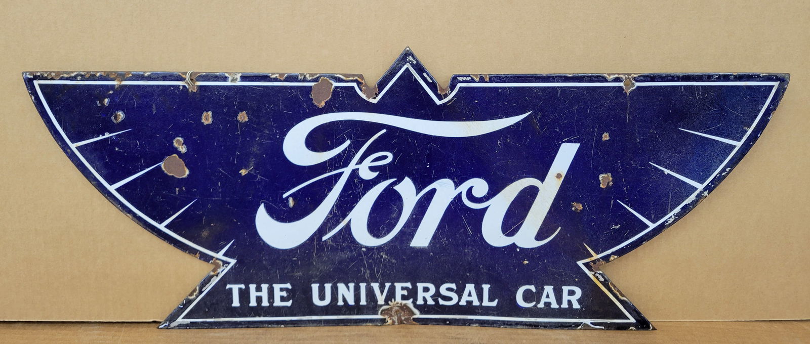 Ford The Universal Car Double Sided Porcelain Die Cut Sign (1 of 2)