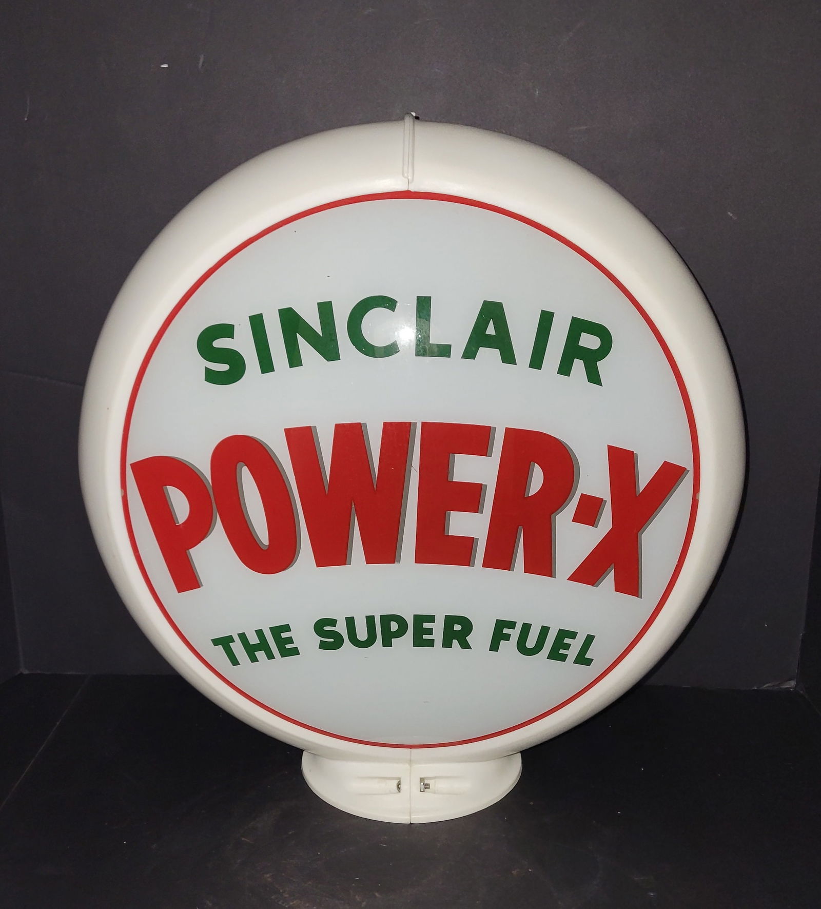 Sinclair Power X "The Super Fuel" Gasoline 13.5" Complete Capco Body Gas Pump Globe (1 of 3)