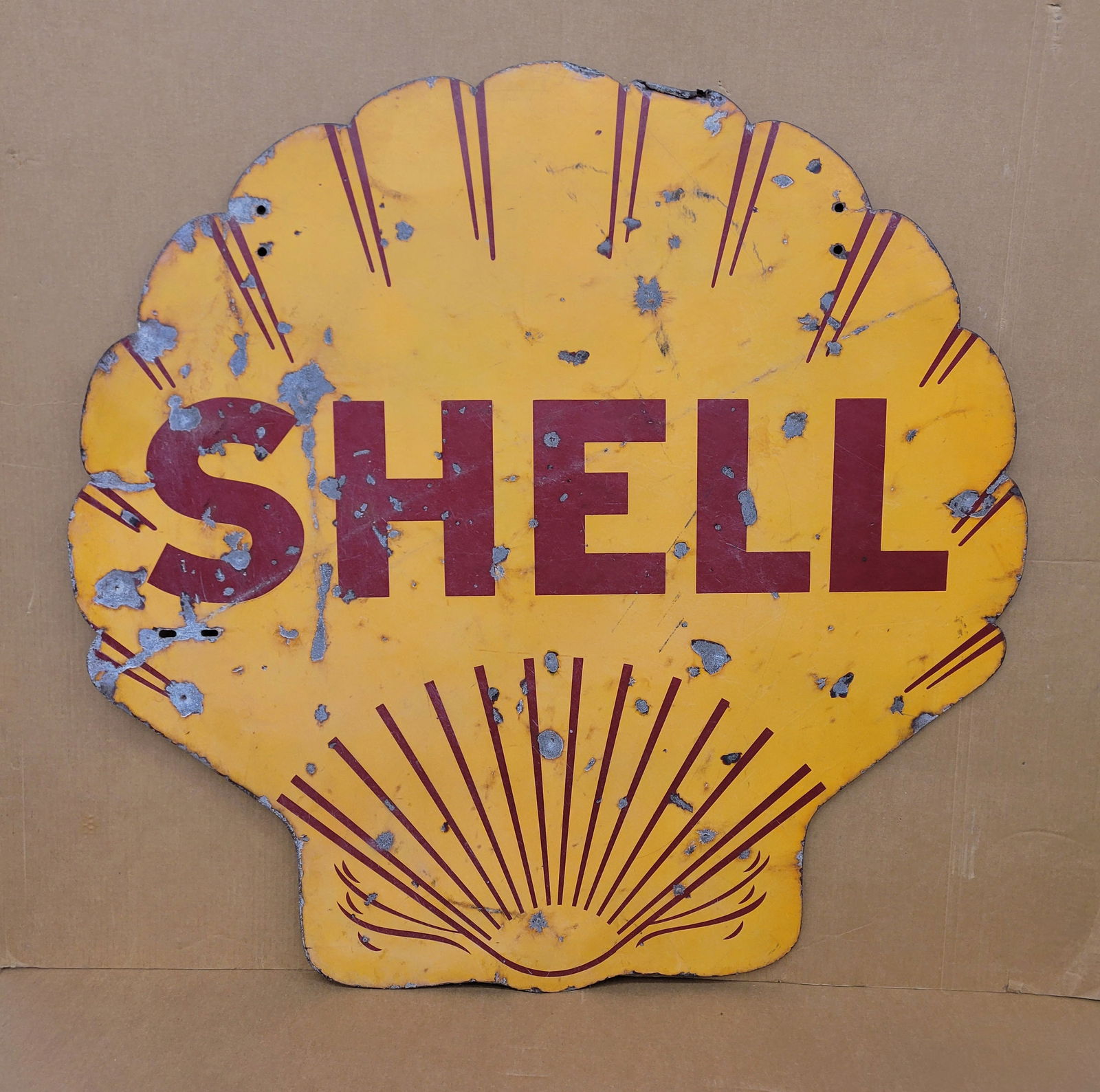 Shell Double Sided Porcelain Clamshell Sign (1 of 2)