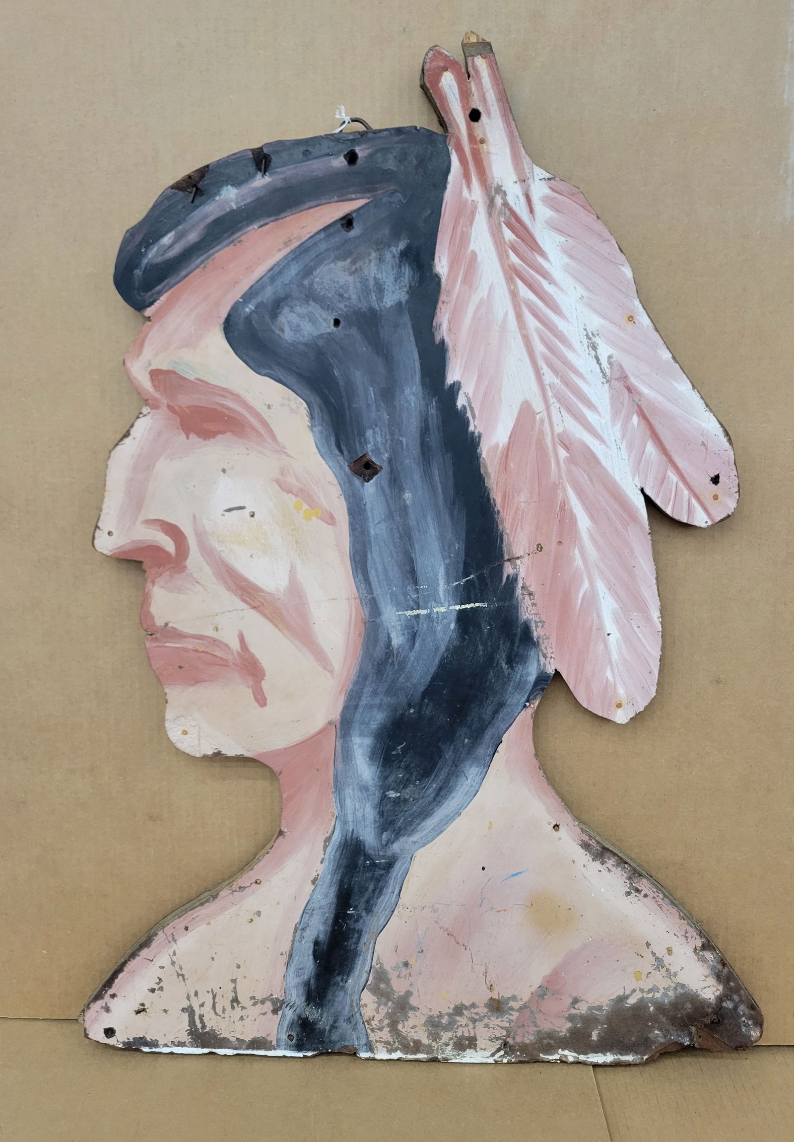 Native American Indian Painted Wood Sign (1 of 2)