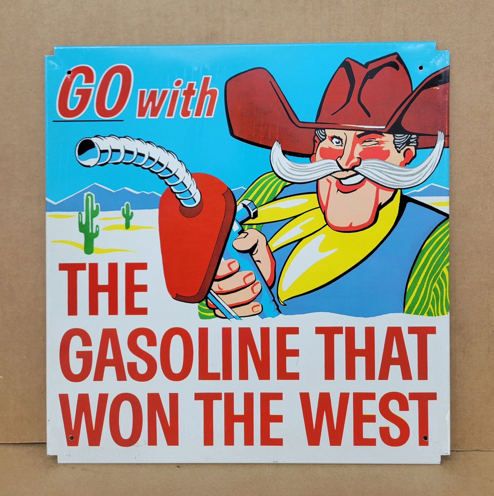 Phillips 66 Go With The Gasoline That Won The West Single Sided Tin Sign (1 of 2)