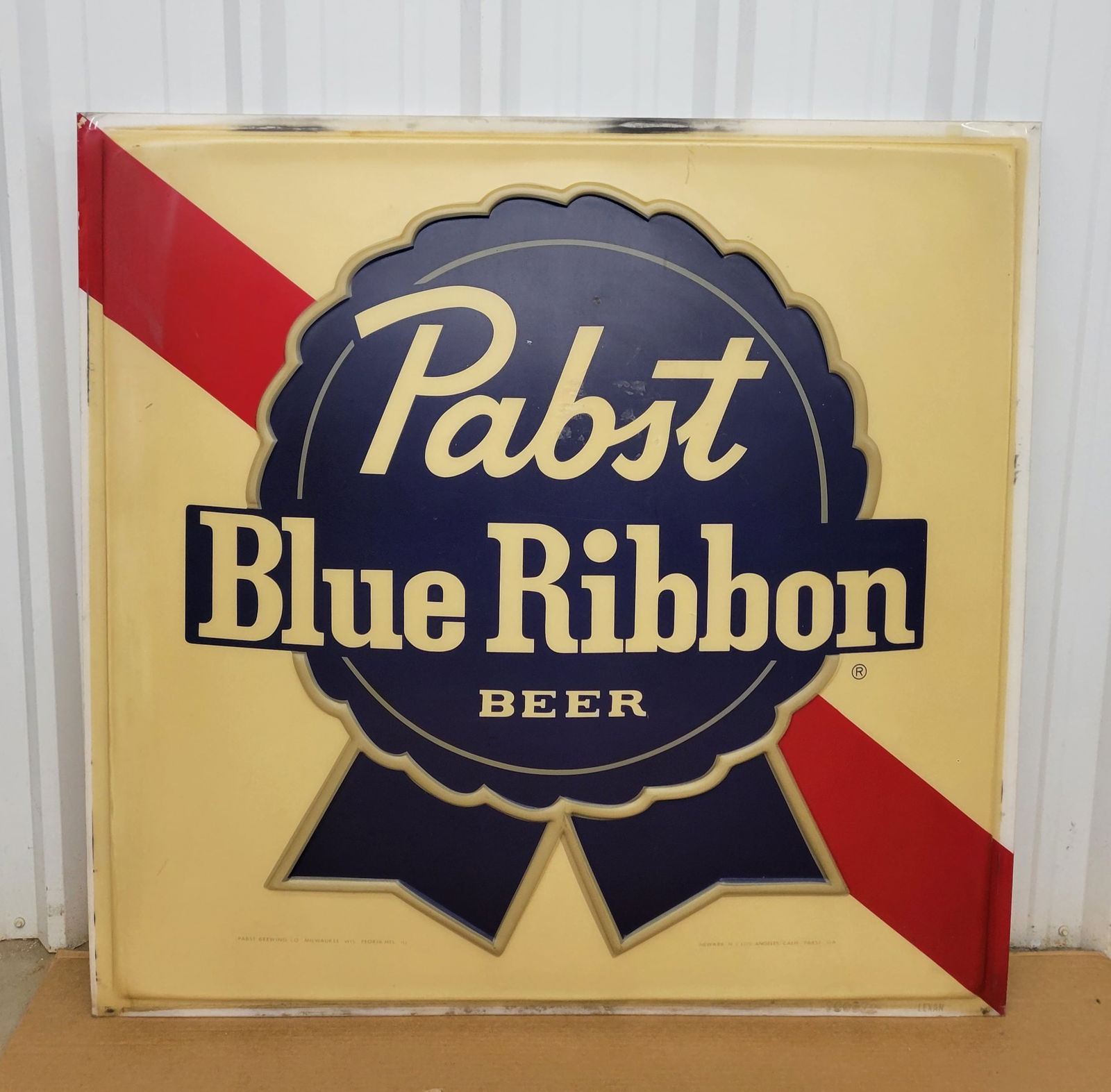 1960's Pabst Blue Ribbon Beer Embossed Single Sided Lexan Sign (1 of 3)