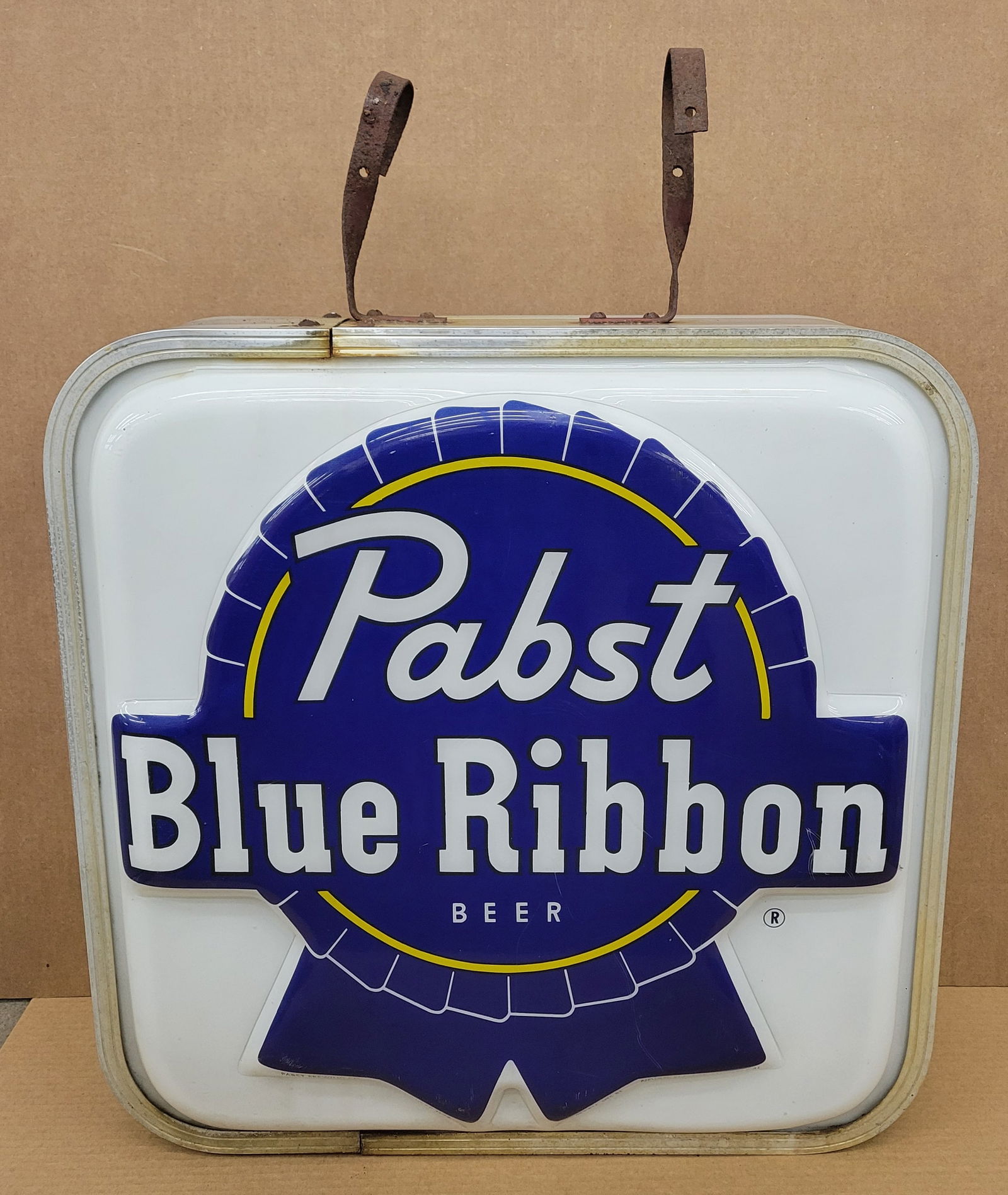 Pabst Blue Ribbon Double Sided Hanging Pub Light Up Sign (1 of 6)