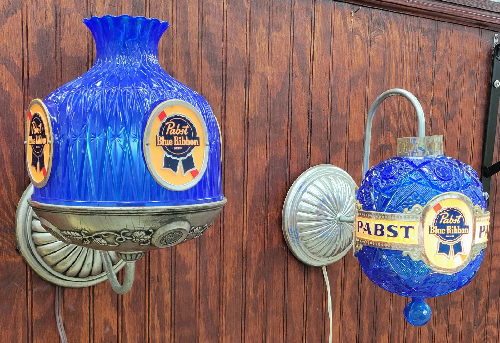 Rare Pair 1960 70's Pabst Blue Ribbon Hanging Light