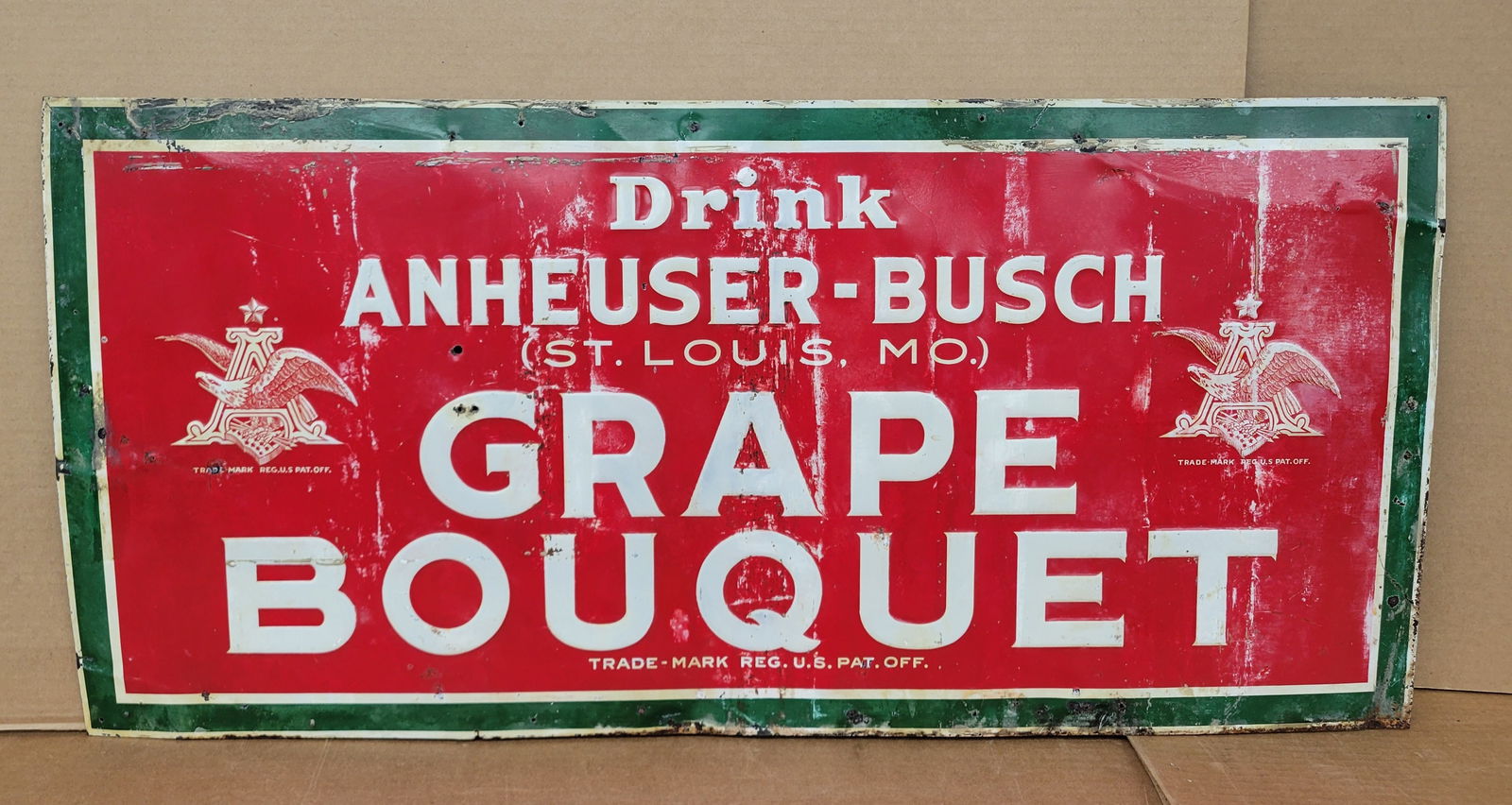 Drink Anheuser Busch Grape Bouquet Single Sided Tin Embossed Sign (1 of 2)