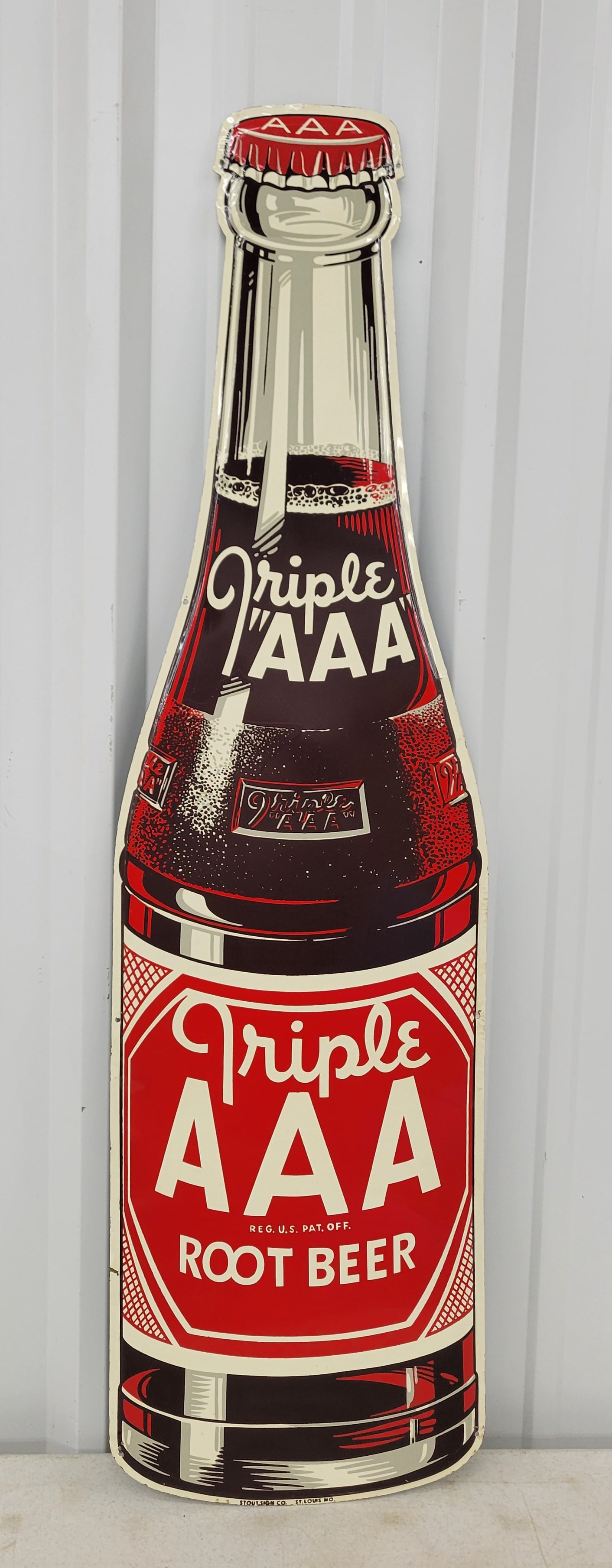 Triple AAA Root Beer Die Cut Bottle Sign (1 of 2)