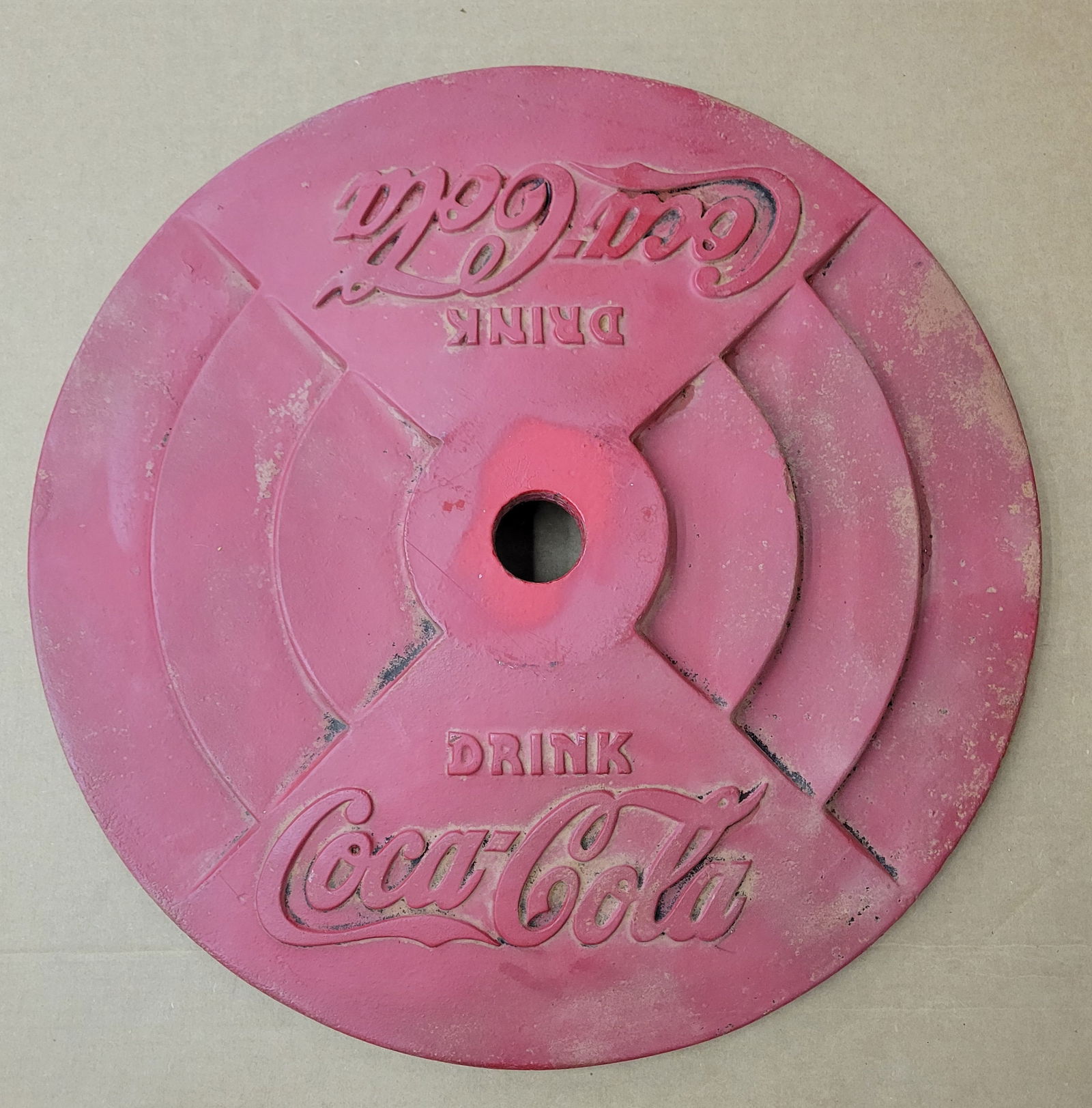 Drink Coca Cola Embossed Cast Iron Base (1 of 2)