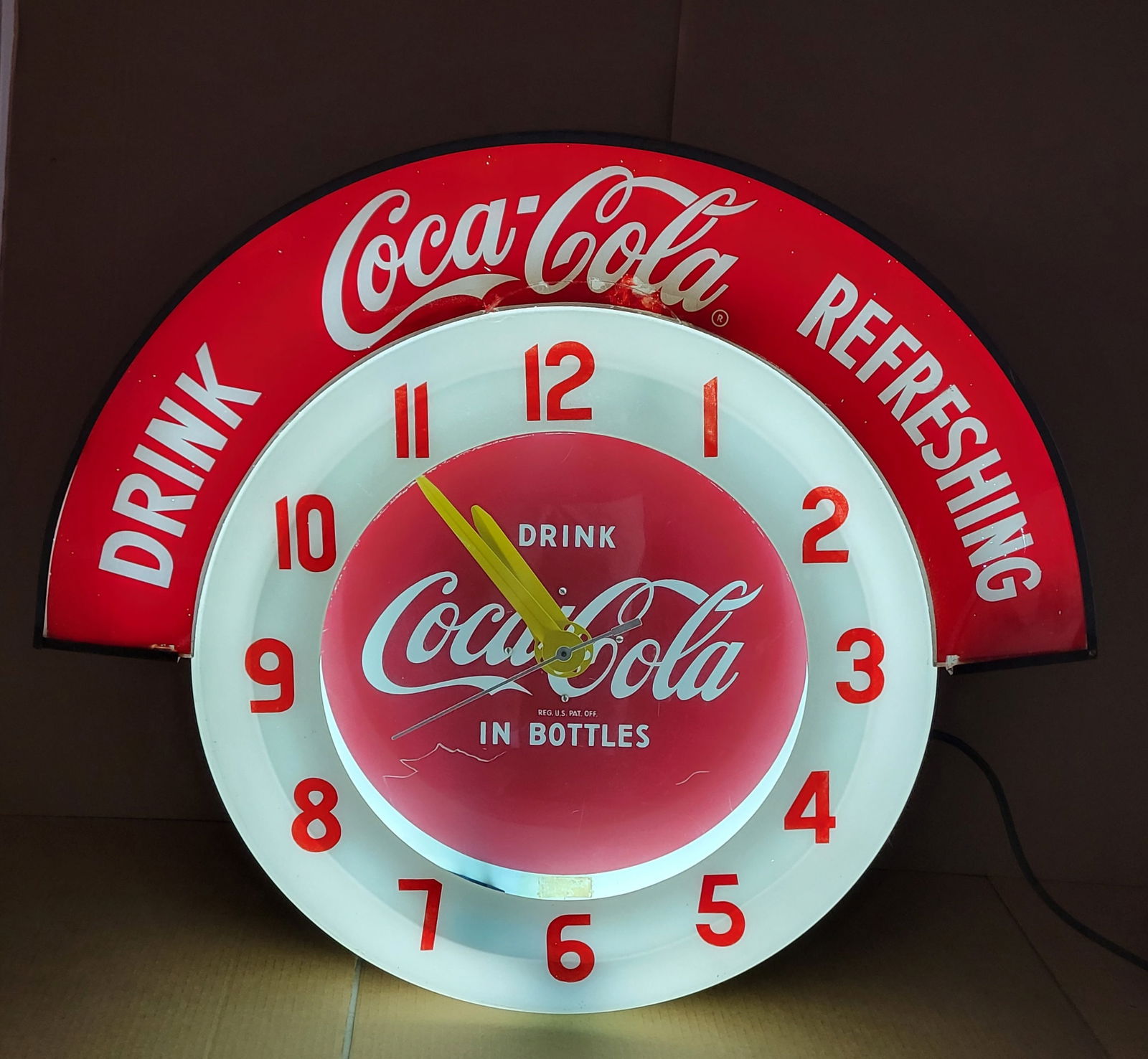 Neon Drink Coca Cola Refreshing Cleveland Advertising Clock w/ Lighted Marquee (1 of 4)