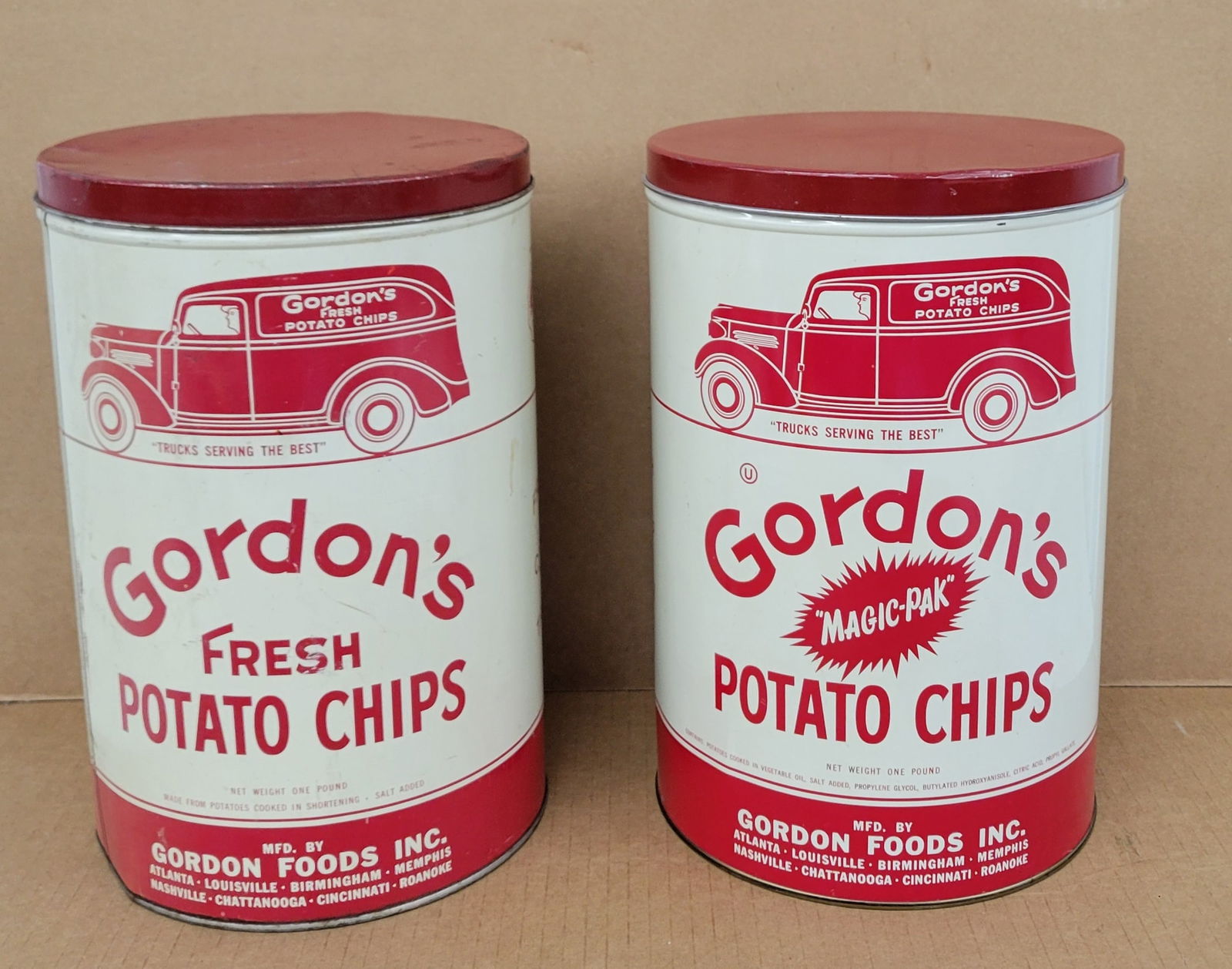 Lot of 2 Gordon's Potato Chips Tins (1 of 2)