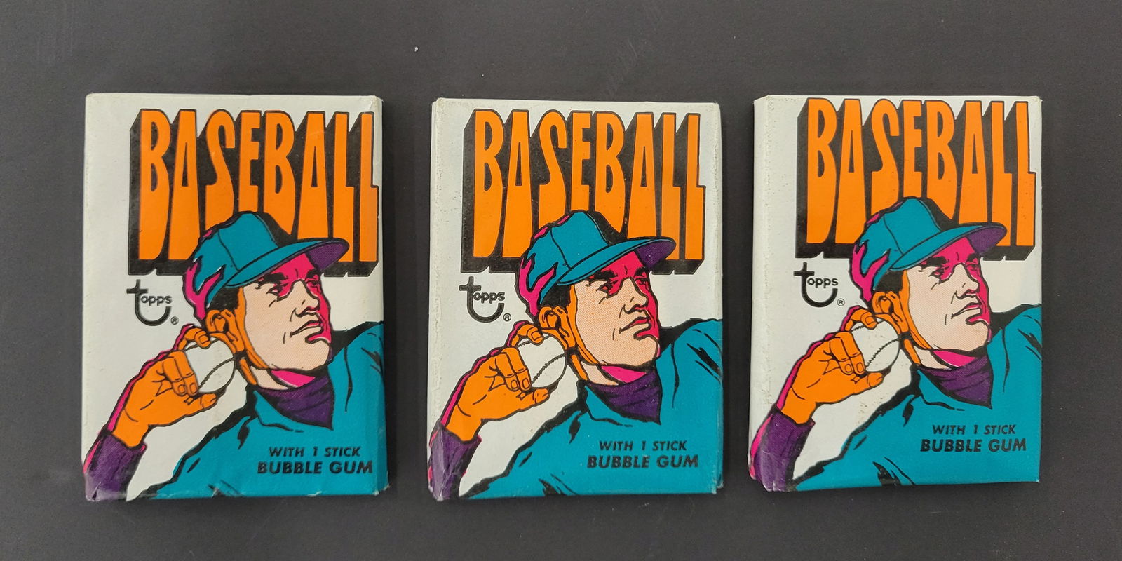 Three 1972 Topps Baseball Wax Packs (1 of 2)
