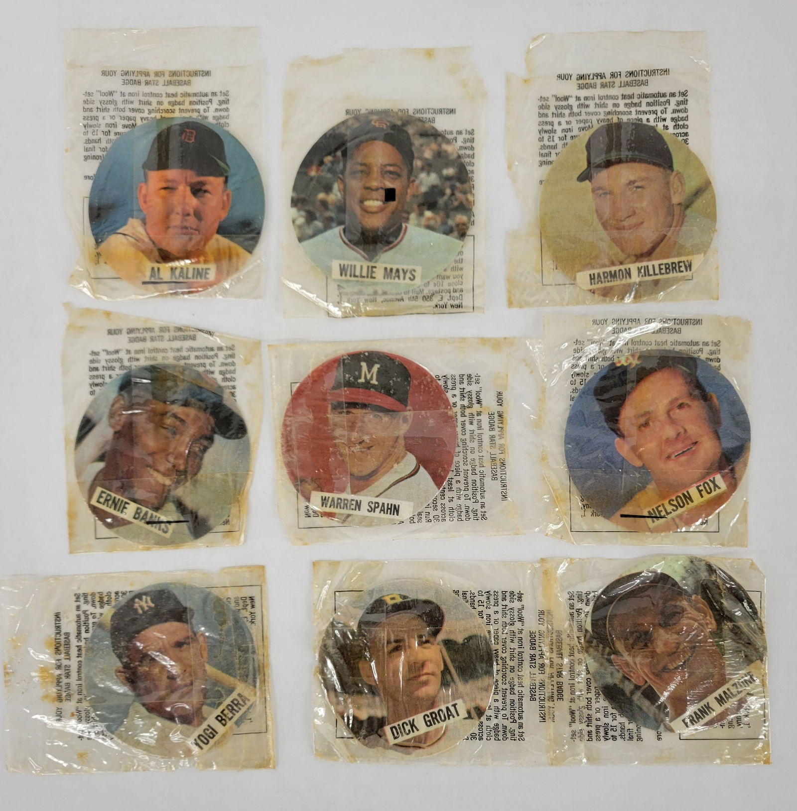 1961 Complete set of 9 Chemstrand Iron-on baseball patches (1 of 2)