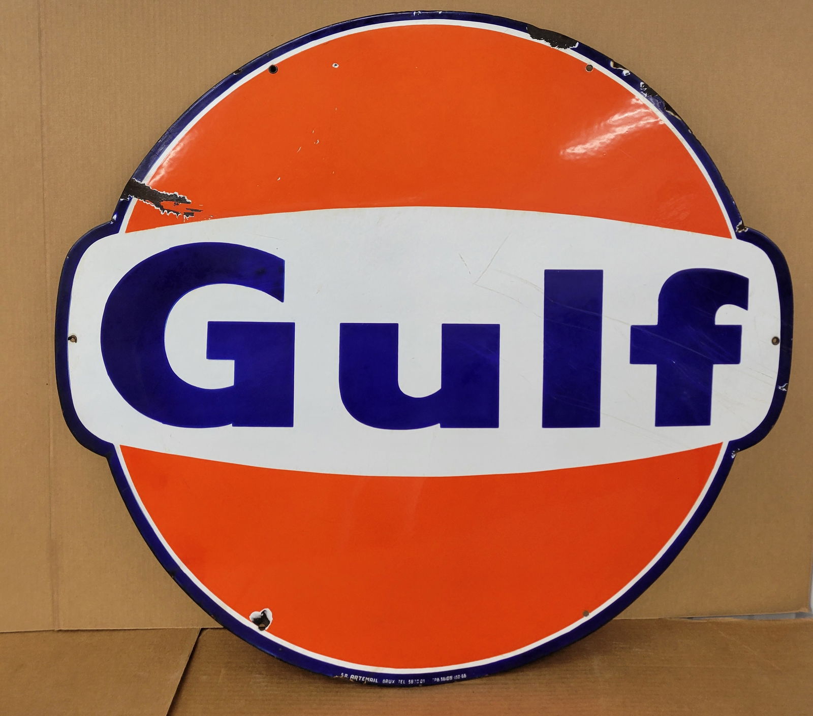 Gulf Single Sided Porcelain Dog Eared Sign Small Version (1 of 3)