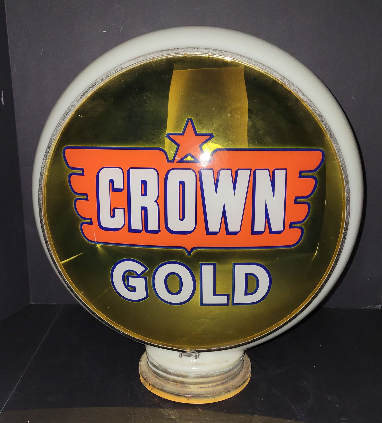 Crown Gold 13.5" Complete Gill Milk Glass Body Globe (1 of 3)