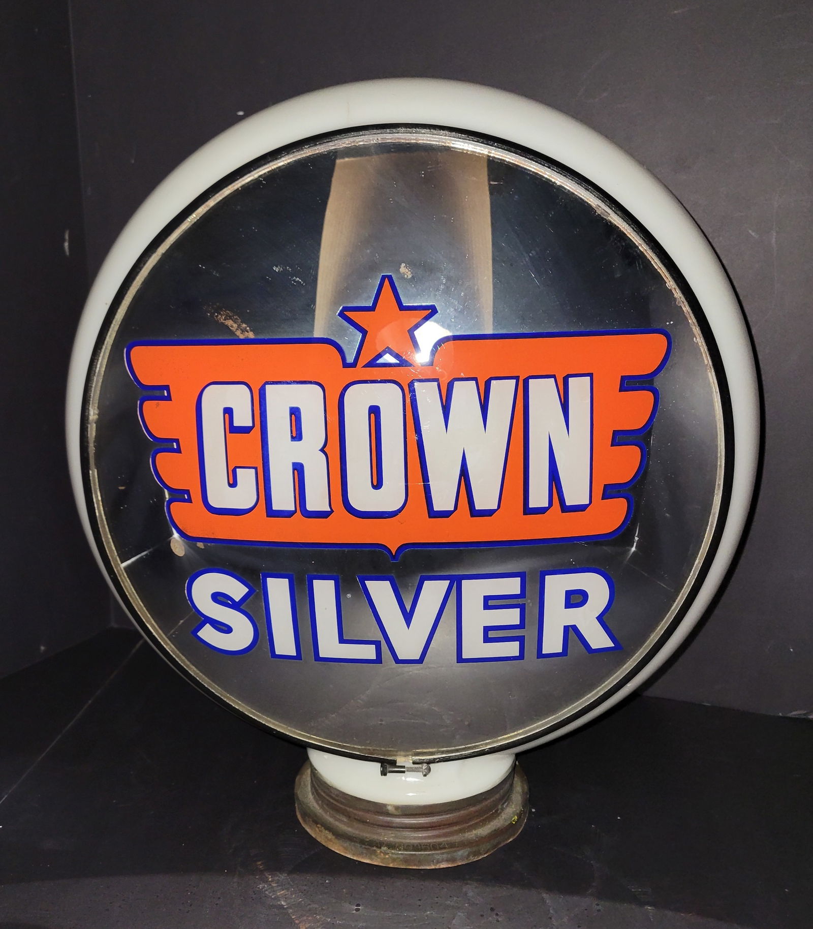 Crown Silver 13.5" Complete Gill Milk Glass Body Globe (1 of 4)