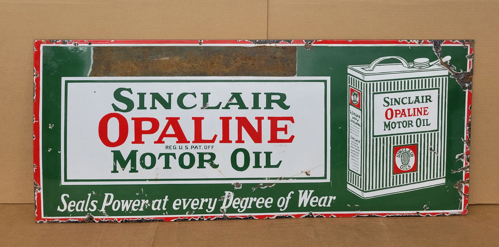Sinclair Opaline Motor Oil Single Sided Porcelain Sign (1 of 2)