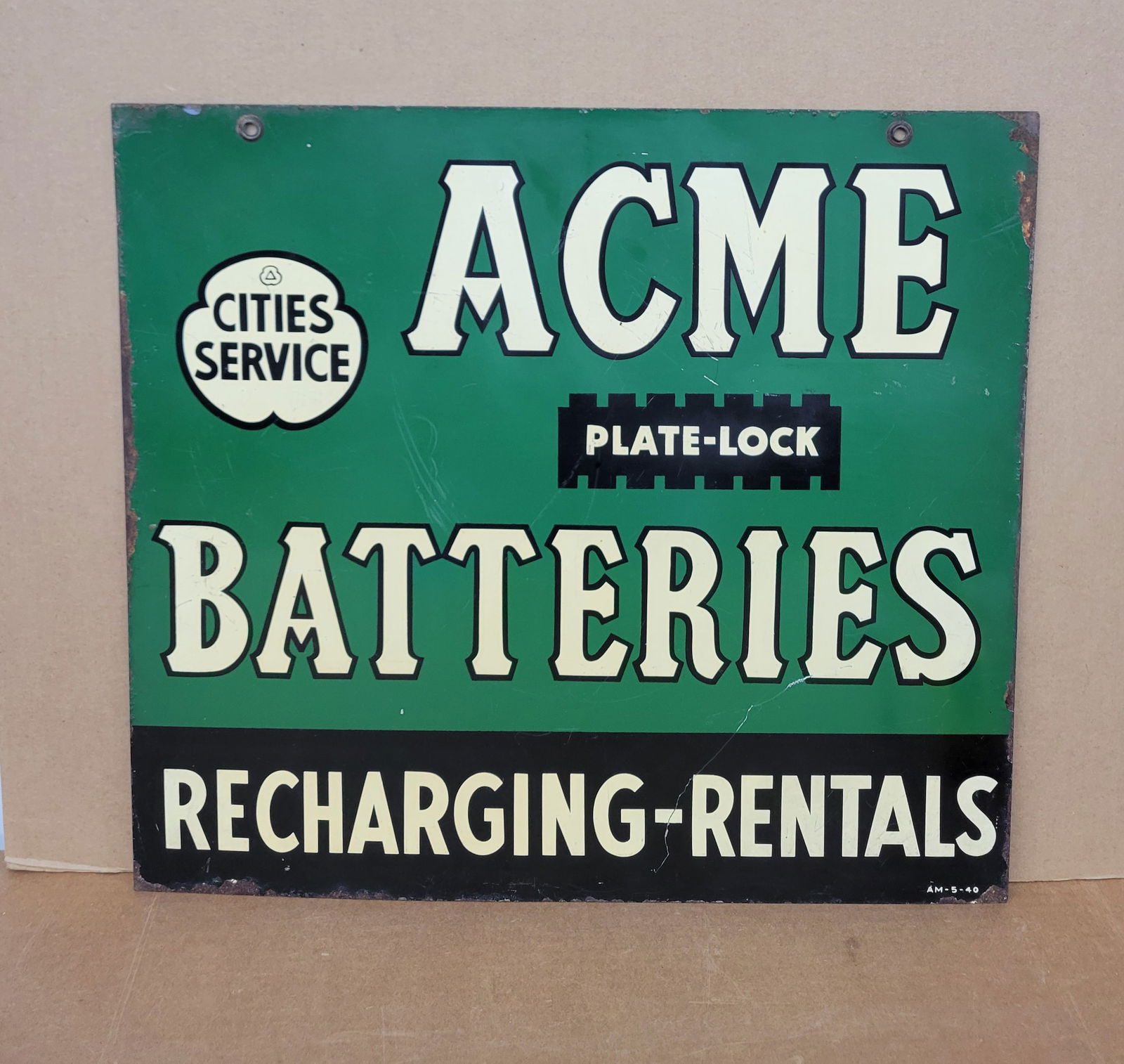 Cities Service Acme Batteries Double Sided Tin Sign (1 of 2)
